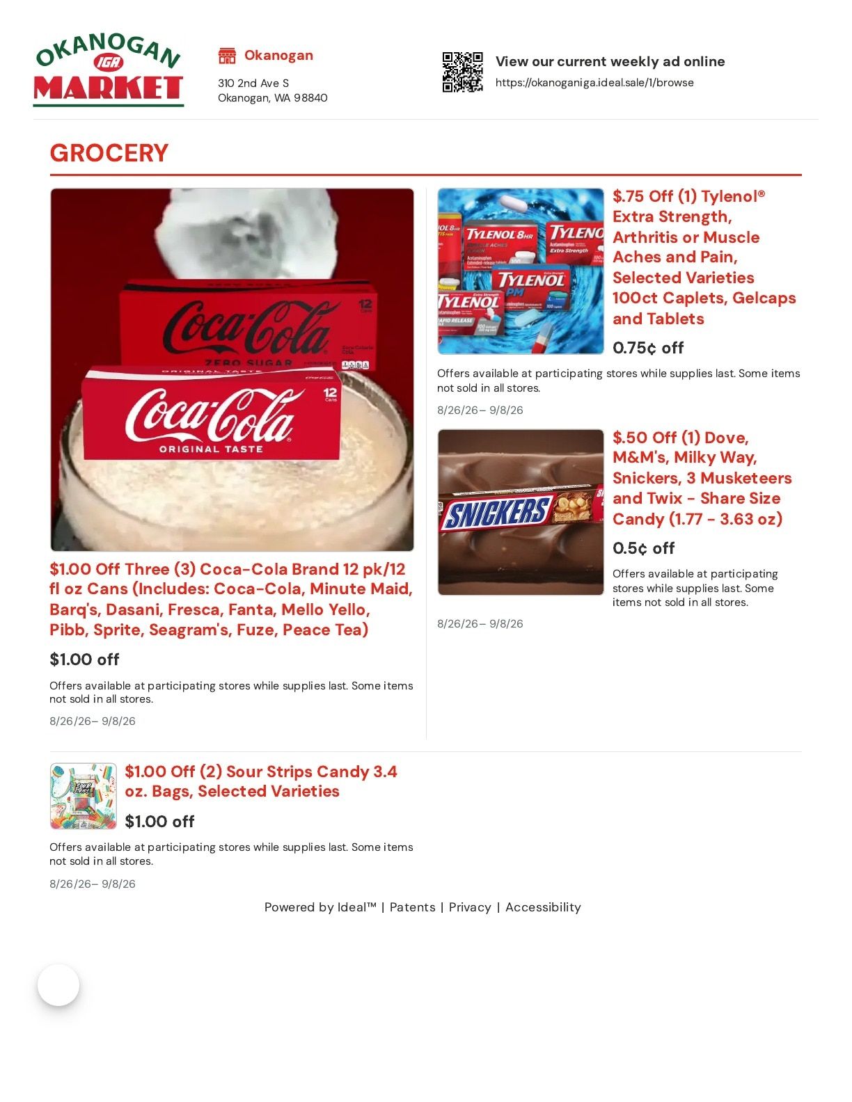 Okanogan Market IGA Weekly Ad August 26 - September 8, 2026