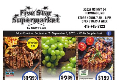 GW 5 Star Super Market Weekly Ad September 2 - 8, 2026