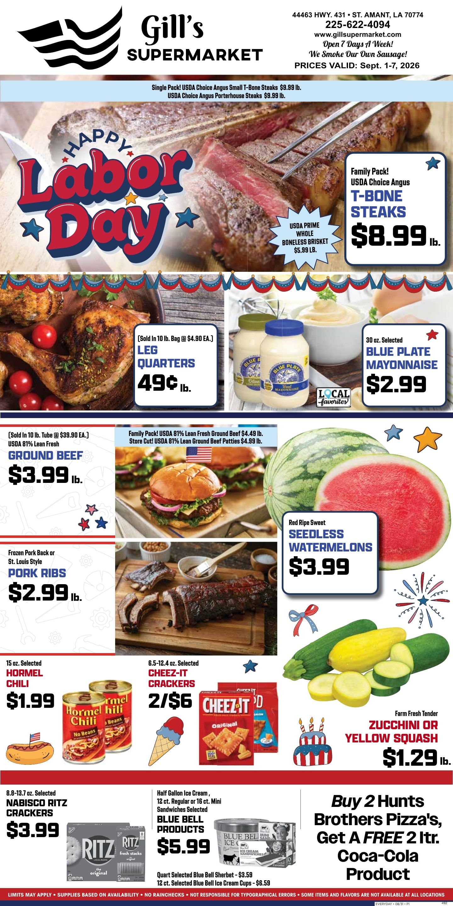 Gill's Supermarket Weekly Ad September 1 - 7, 2026