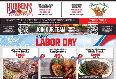 Hubben's Supermarket (Port Allen Area, LA) Weekly Ad September 1 - 7, 2026