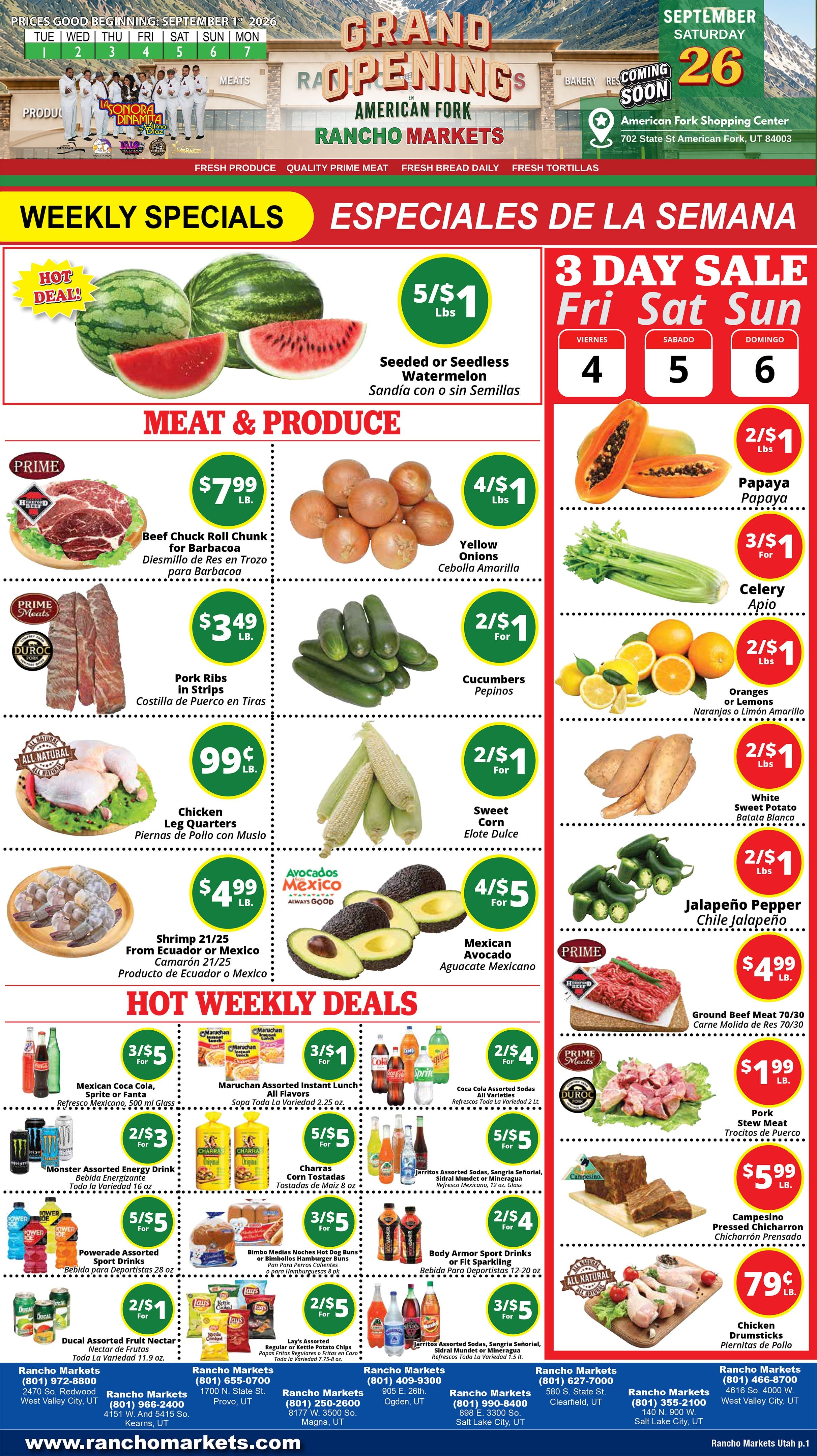 Rancho Markets (Utah) Weekly Ad September 1 - 7, 2026