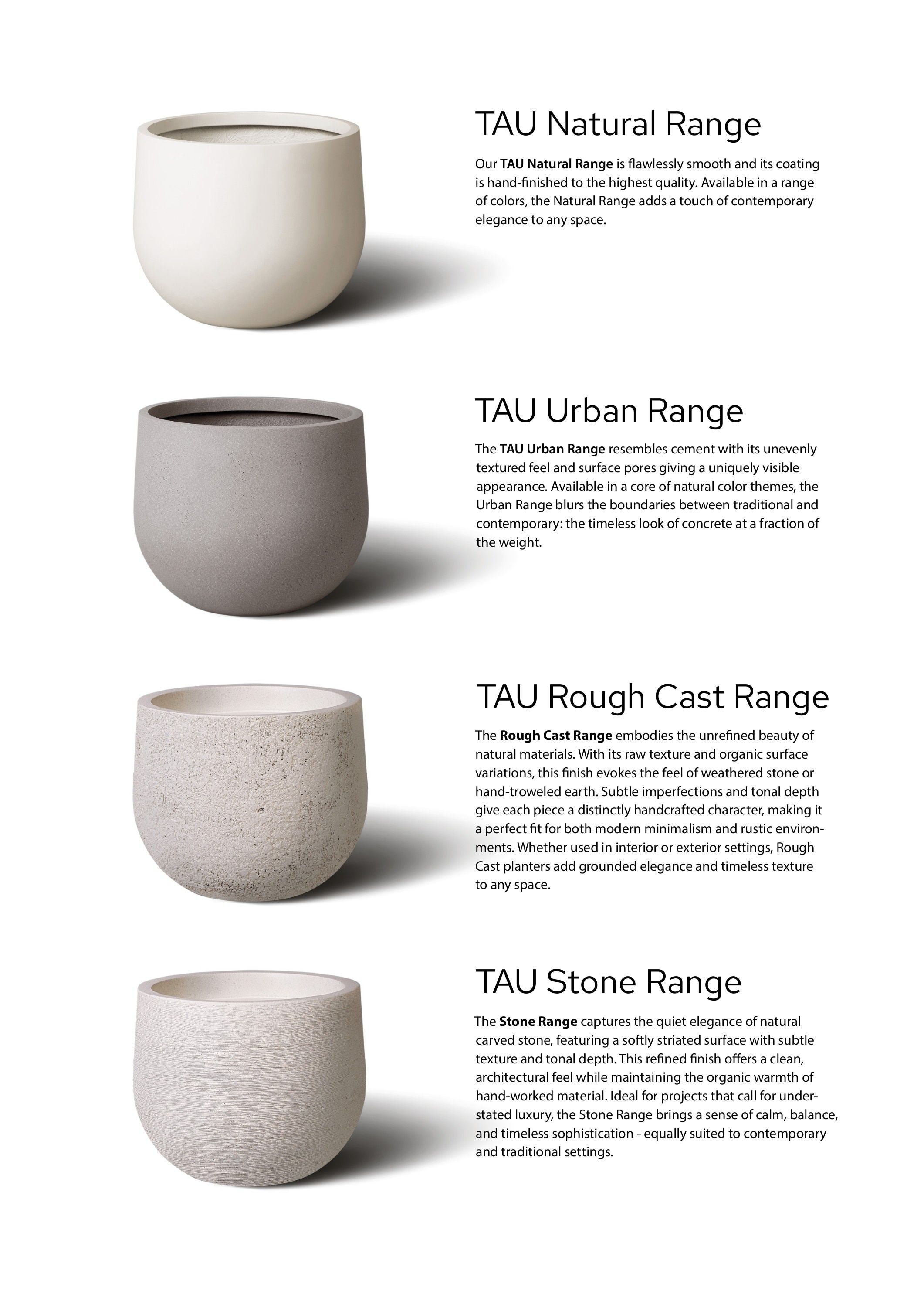 TAU Manufacturing Planter Finishes Guide Weekly Ad January 1 - December 31, 2026