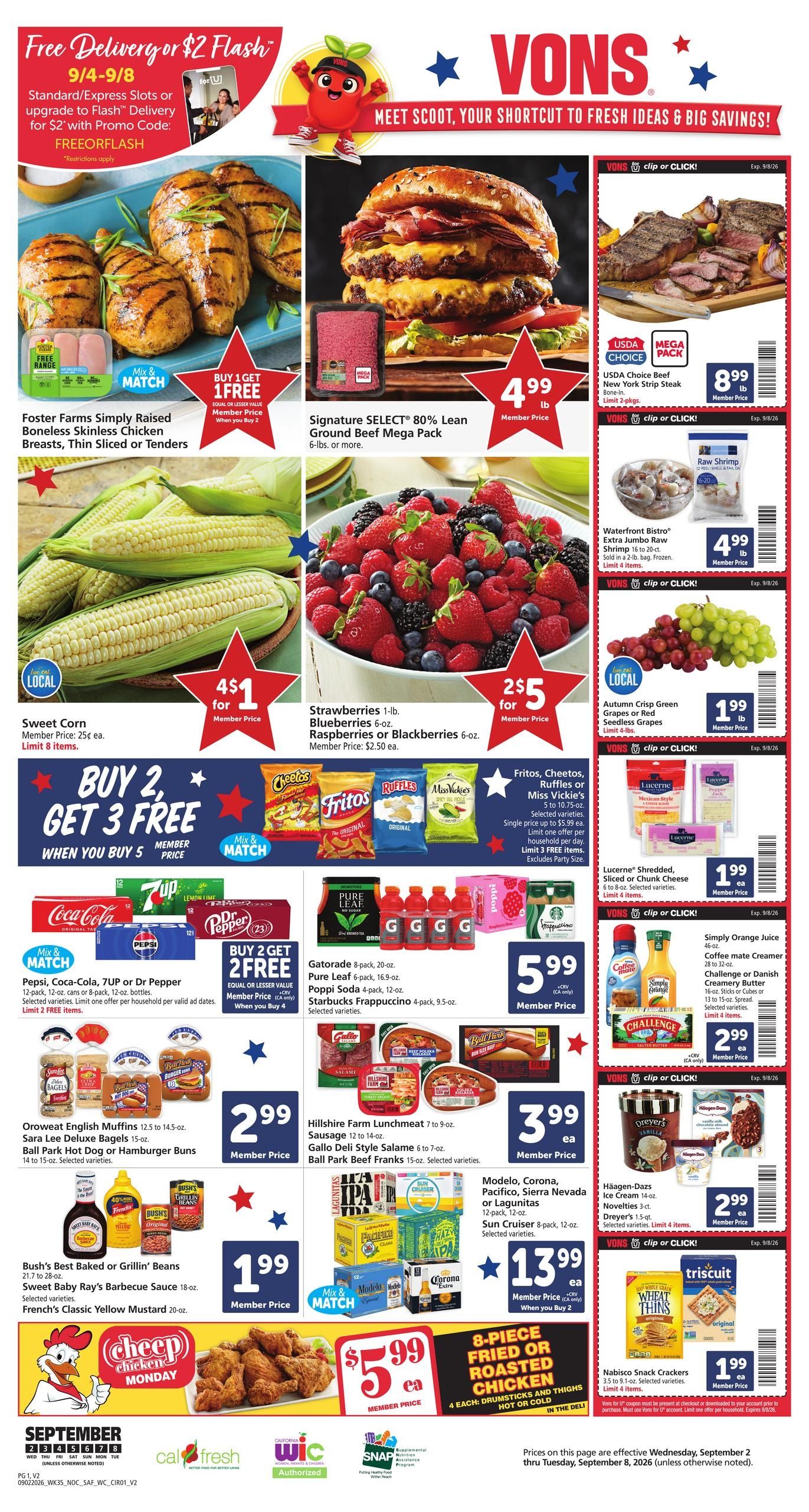 Vons (Clovis-Fresno Area, CA) Weekly Ad September 2 - 8, 2026