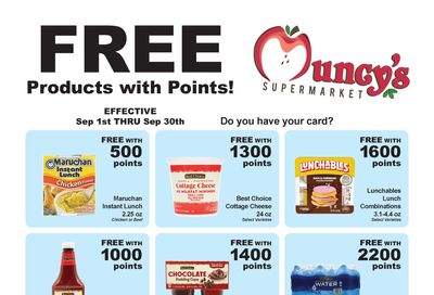 Muncy's Supermarket Rewards Freebie List Weekly Ad September 1 - 30, 2026