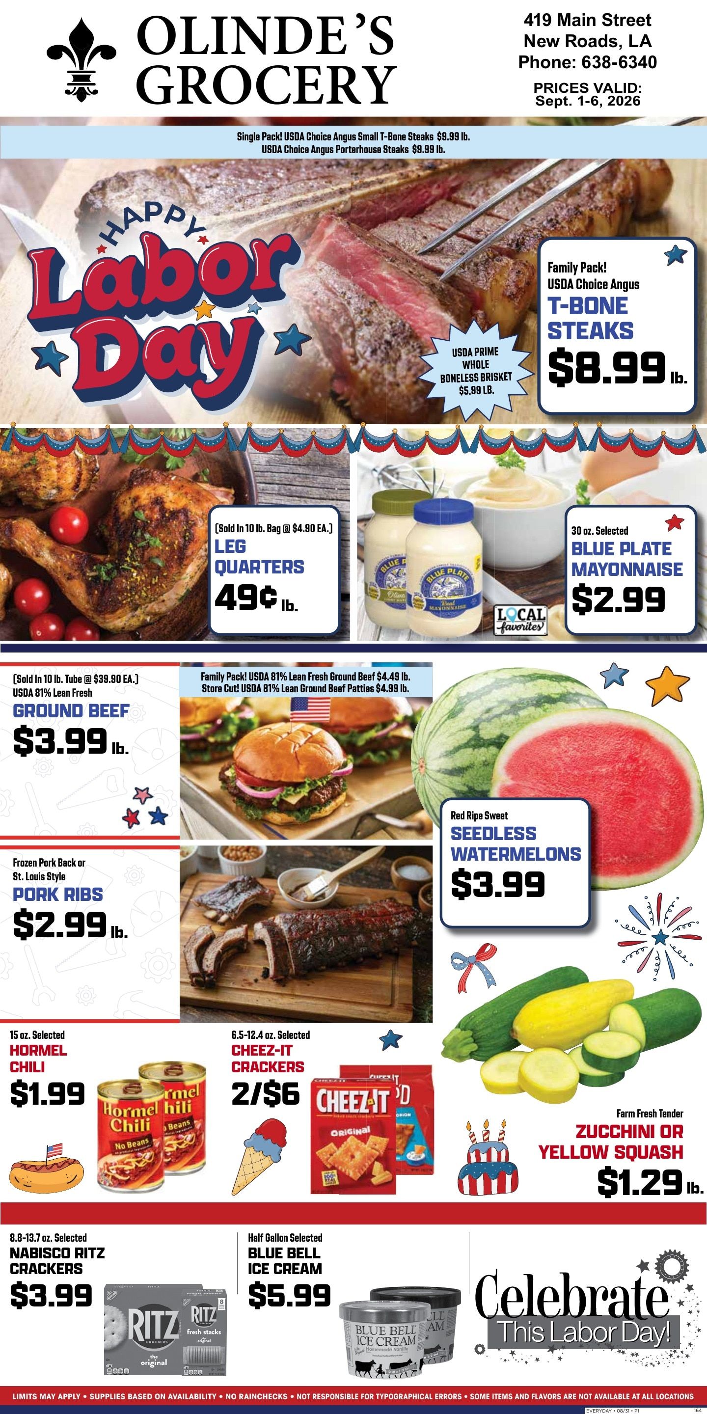 Olinde's Grocery Weekly Ad September 1 - 6, 2026