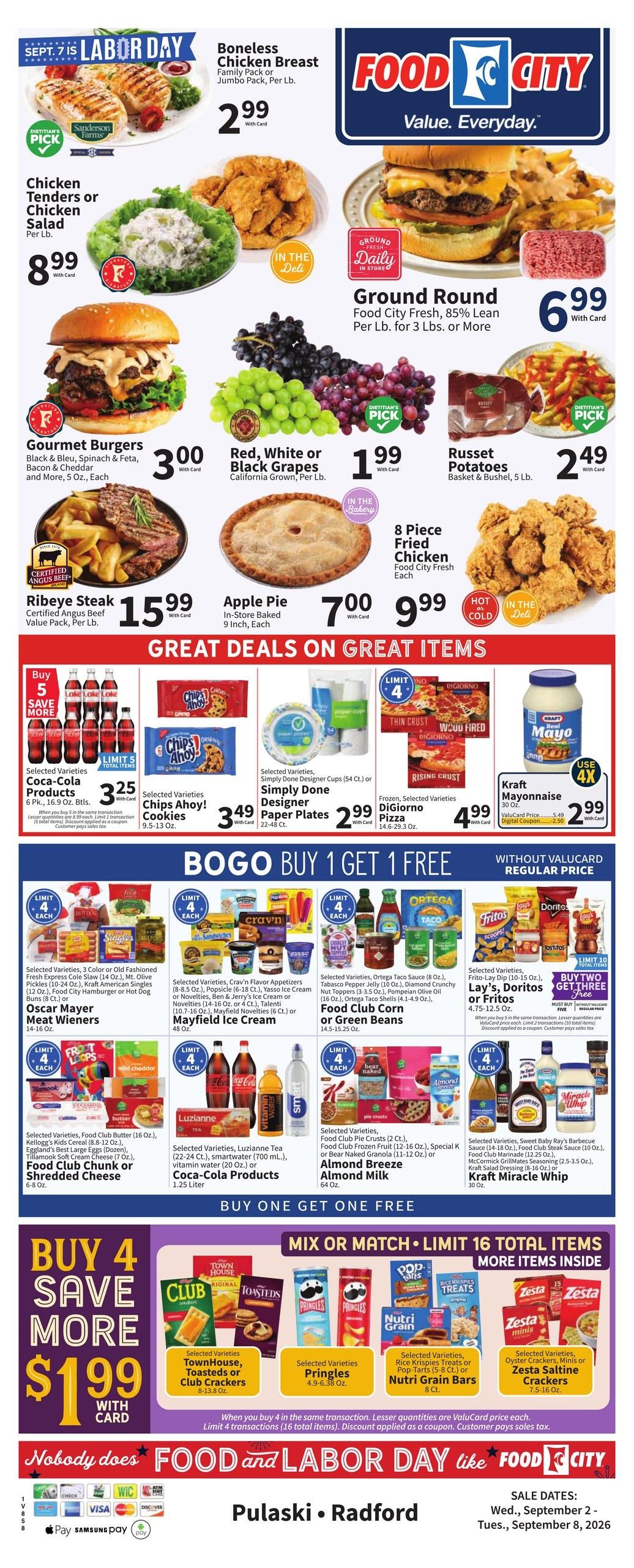 FoodCity (Pulaski Area, VA) Weekly Ad September 2 - 8, 2026
