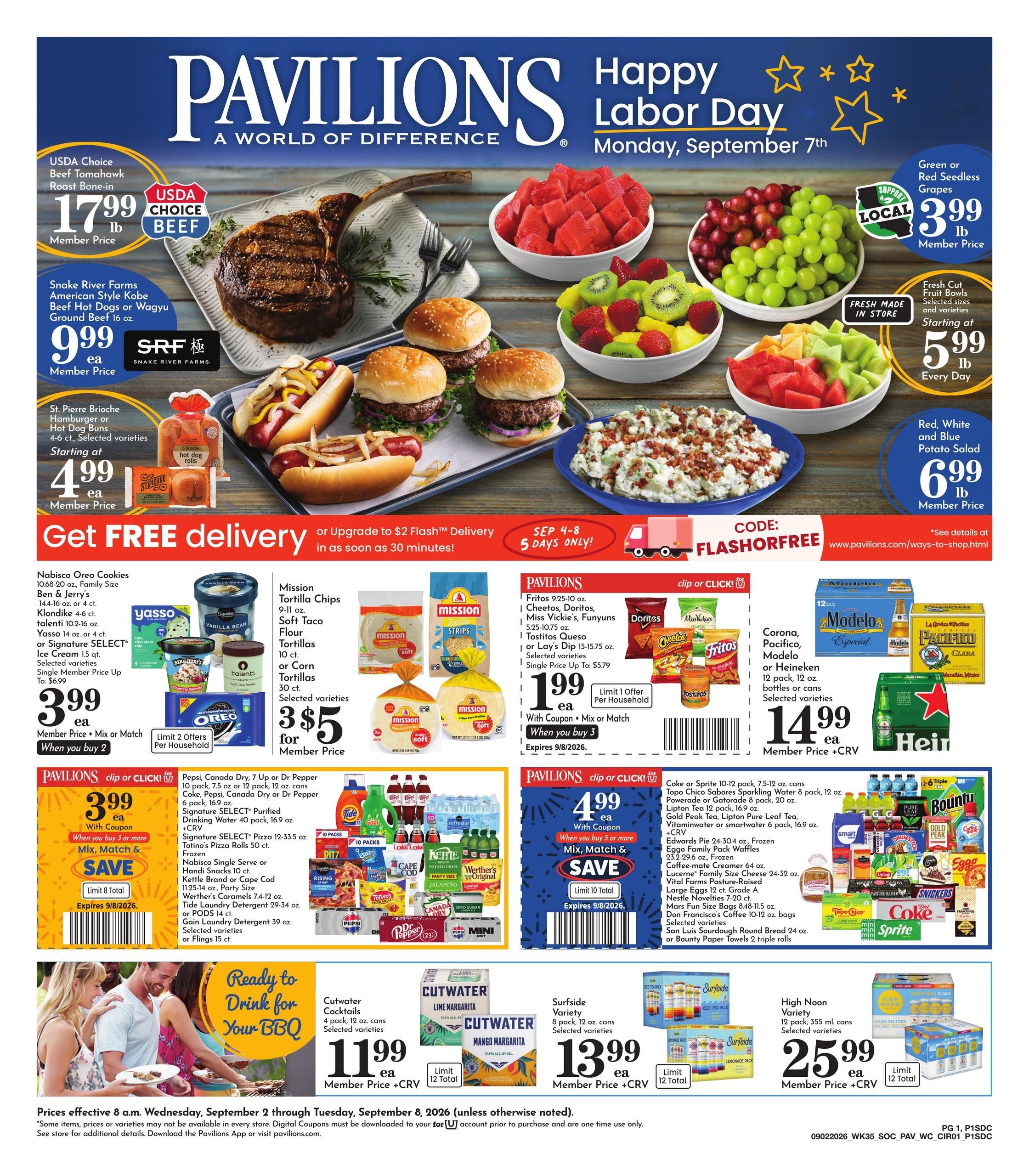 Pavilions (Chula Vista Area, CA) Weekly Ad September 2 - 8, 2026