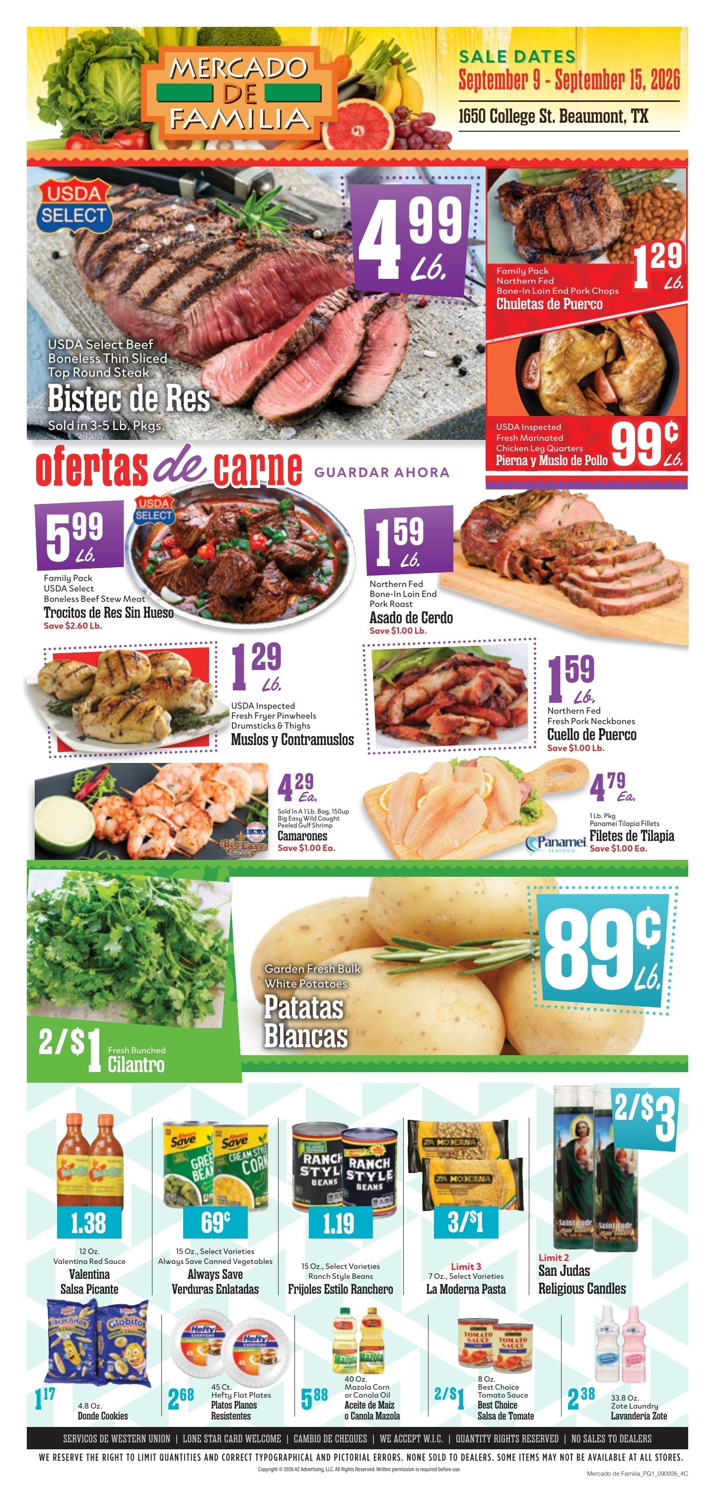 Mercado de Familia Weekly Ad September 9 - 15, 2026