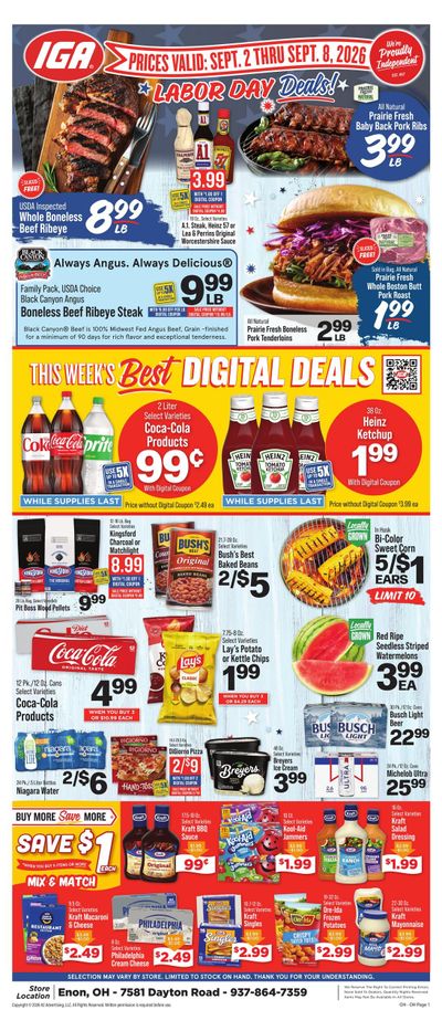 IGA (Dayton Area, OH) Weekly Ad September 2 - 8, 2026