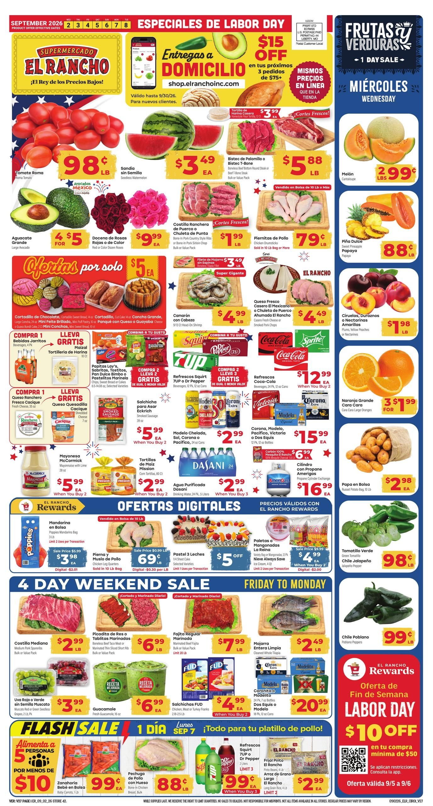 El Rancho Supermercado (Brownsville Area, TX) Weekly Ad September 2 - 8, 2026