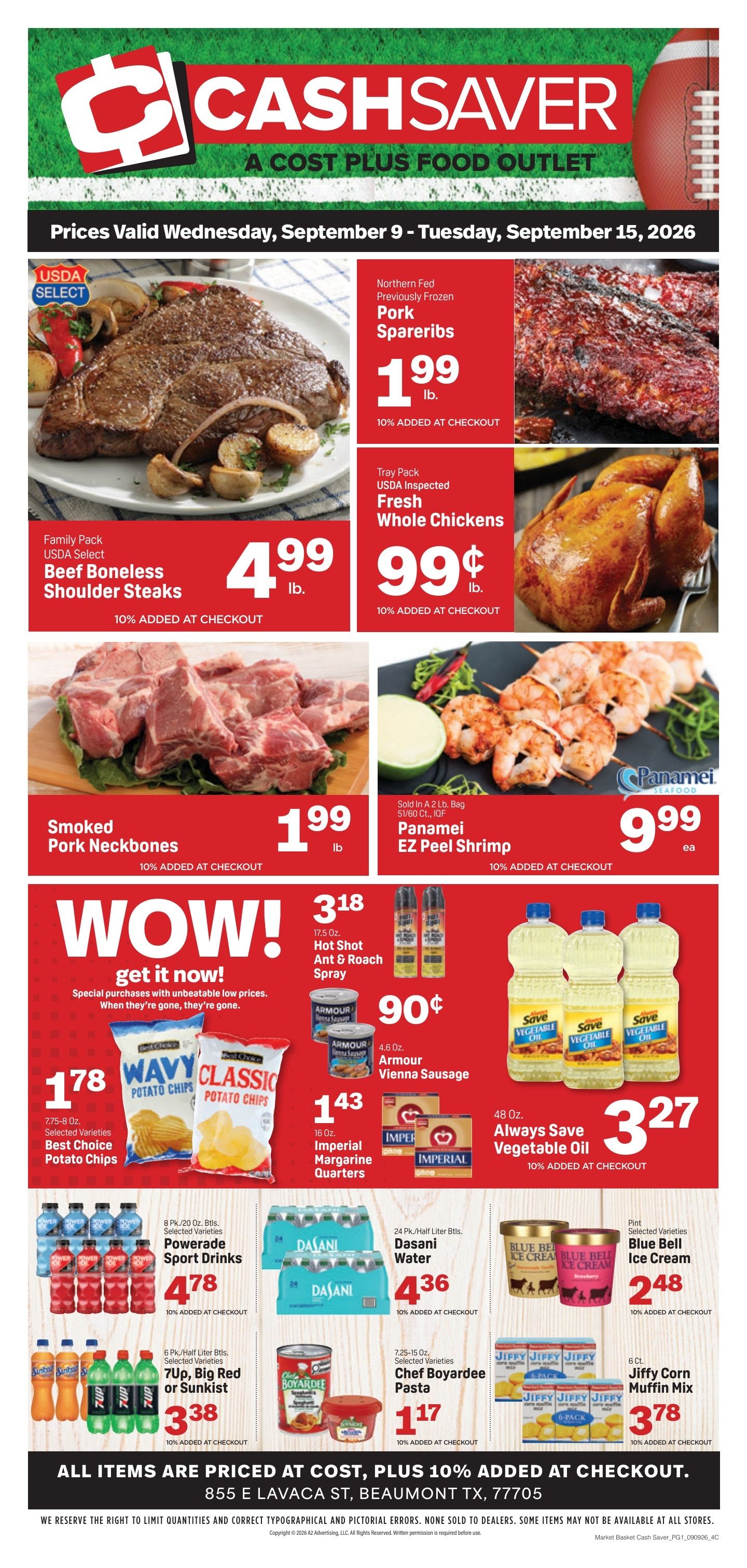 Cash Saver Beaumont Weekly Ad September 9 - 15, 2026