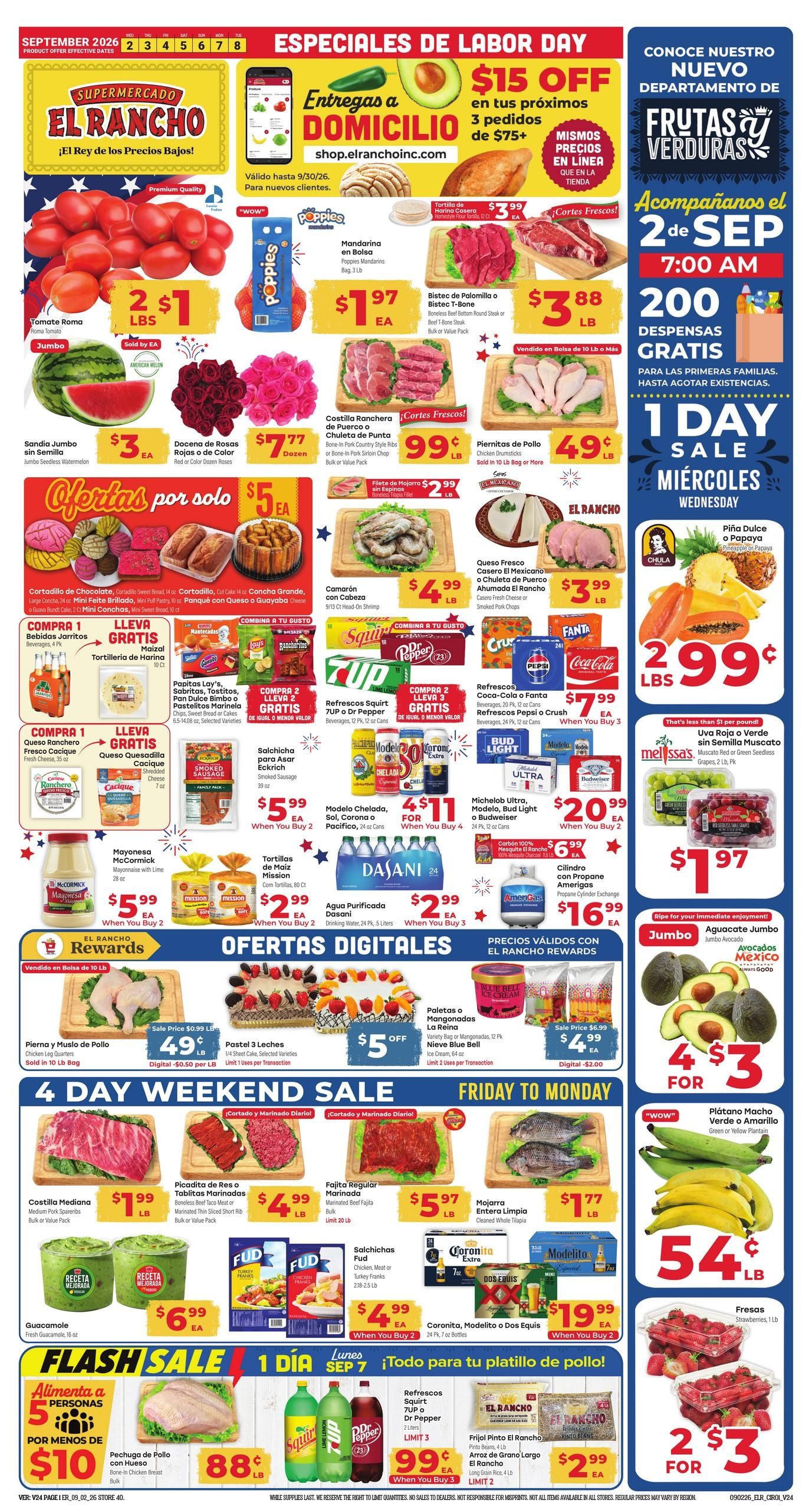 El Rancho Supermercado (Irving Area, TX) Weekly Ad September 2 - 8, 2026