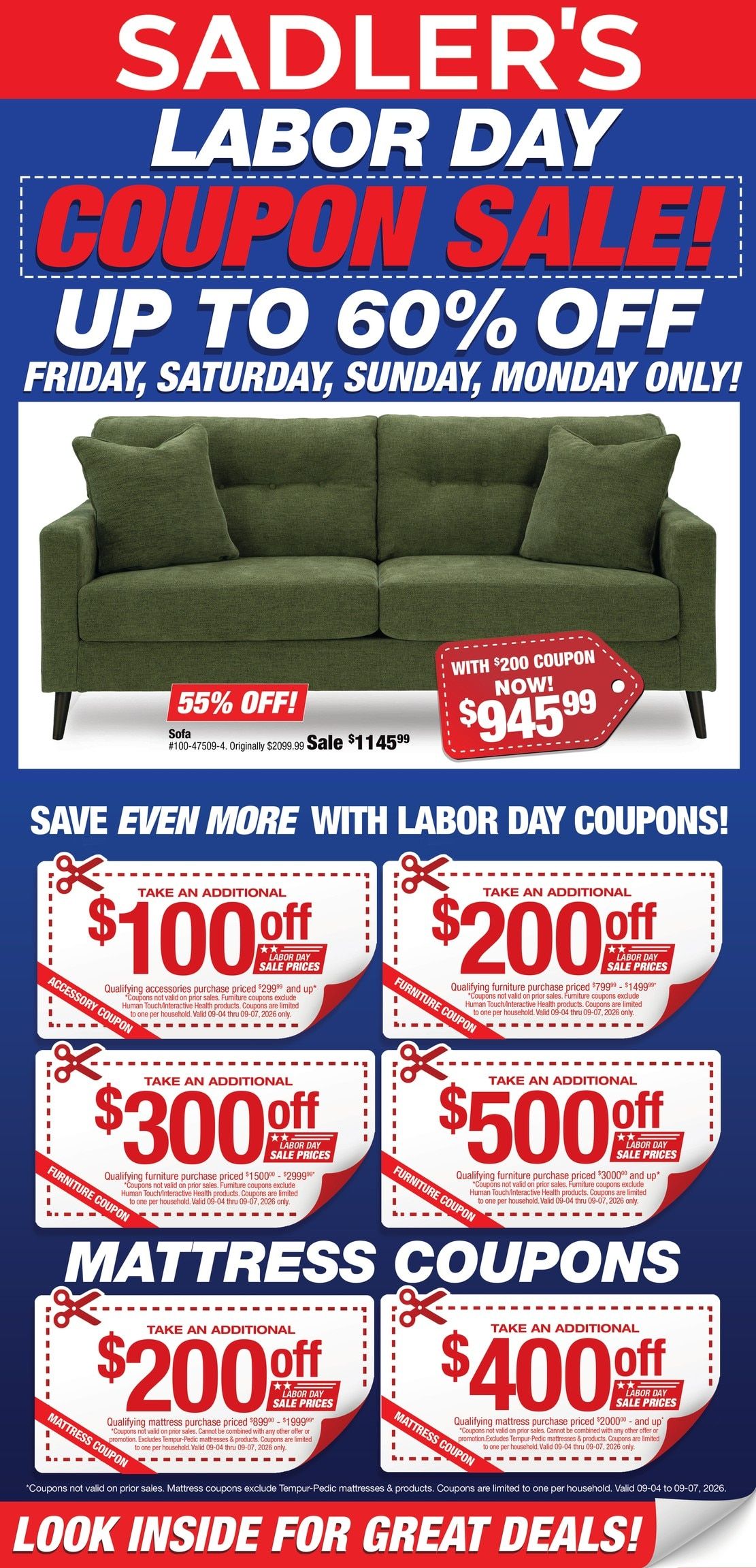 Sadler's Home Furnishings Labor Day Sale Weekly Ad August 6 - September 7, 2026