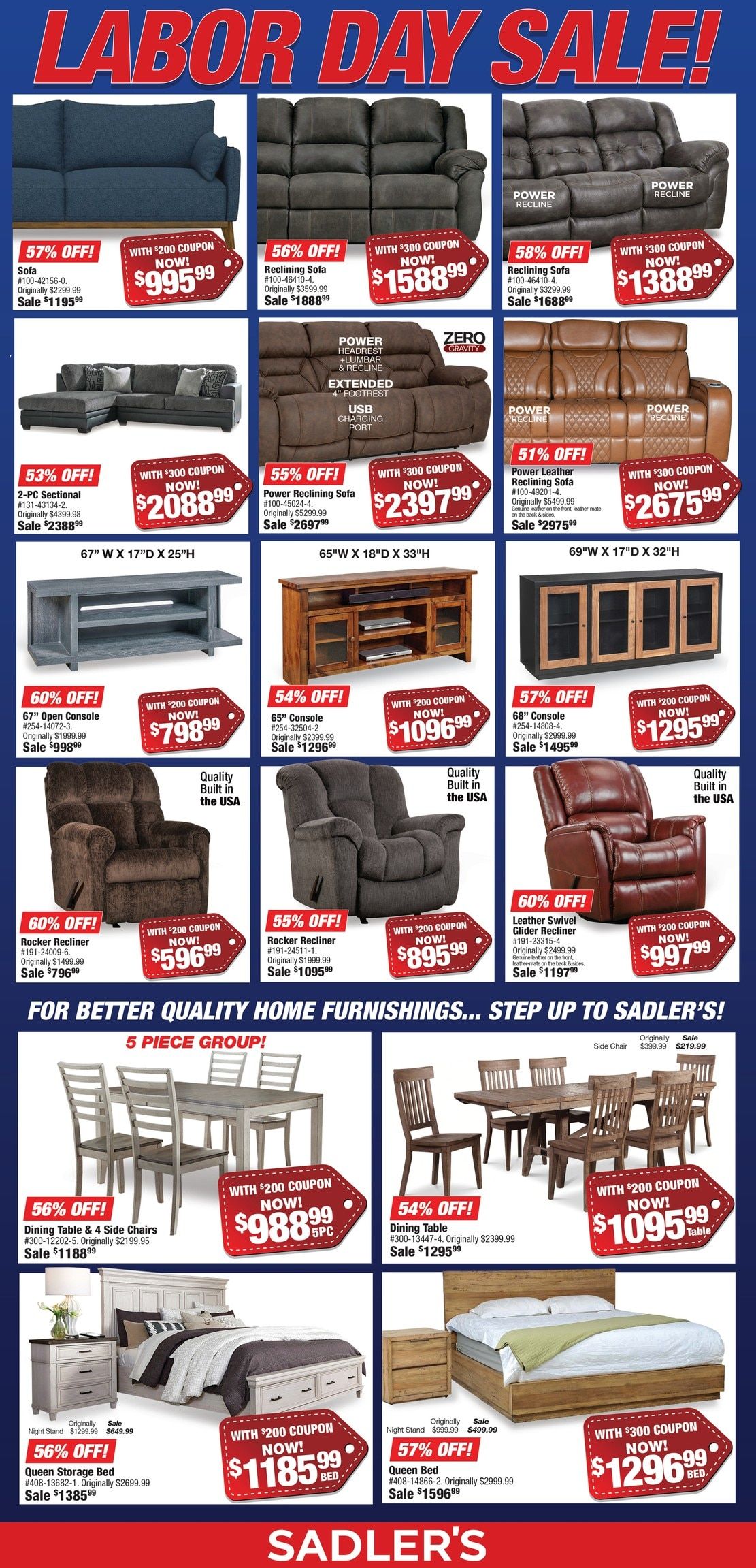 Sadler's Home Furnishings Labor Day Sale Weekly Ad August 6 - September 7, 2026