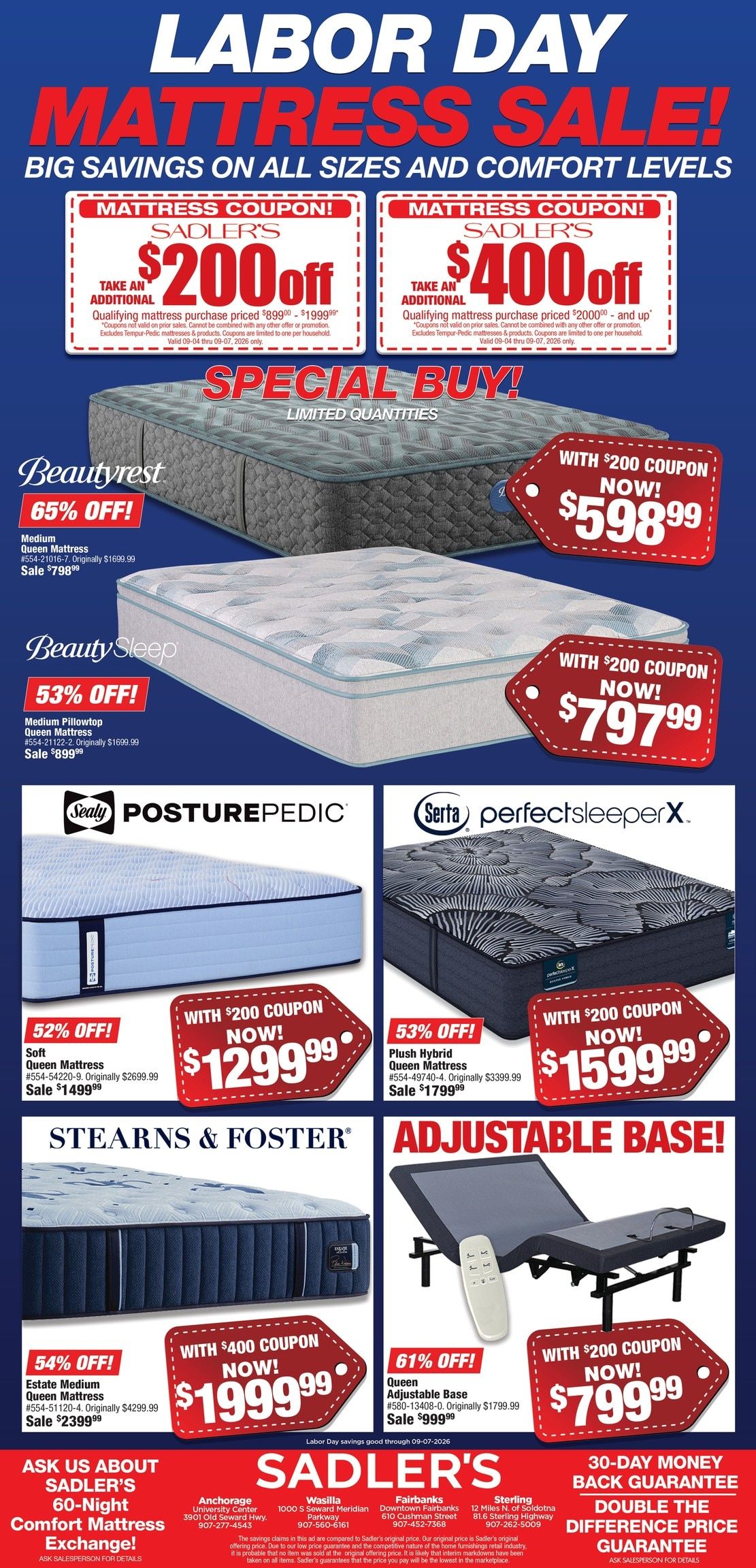 Sadler's Home Furnishings Labor Day Sale Weekly Ad August 6 - September 7, 2026