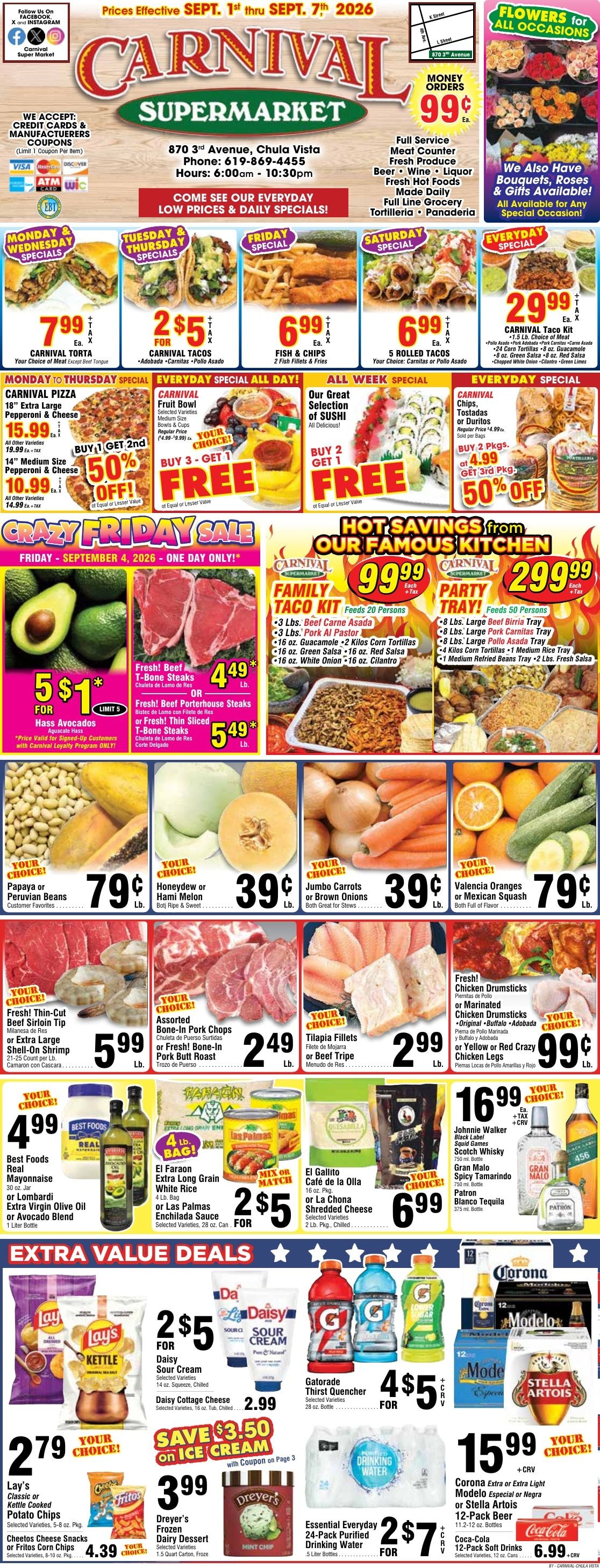 Carnival Supermarket Weekly Ad September 1 - 7, 2026