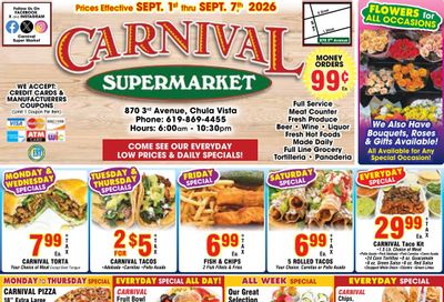 Carnival Supermarket Weekly Ad September 1 - 7, 2026