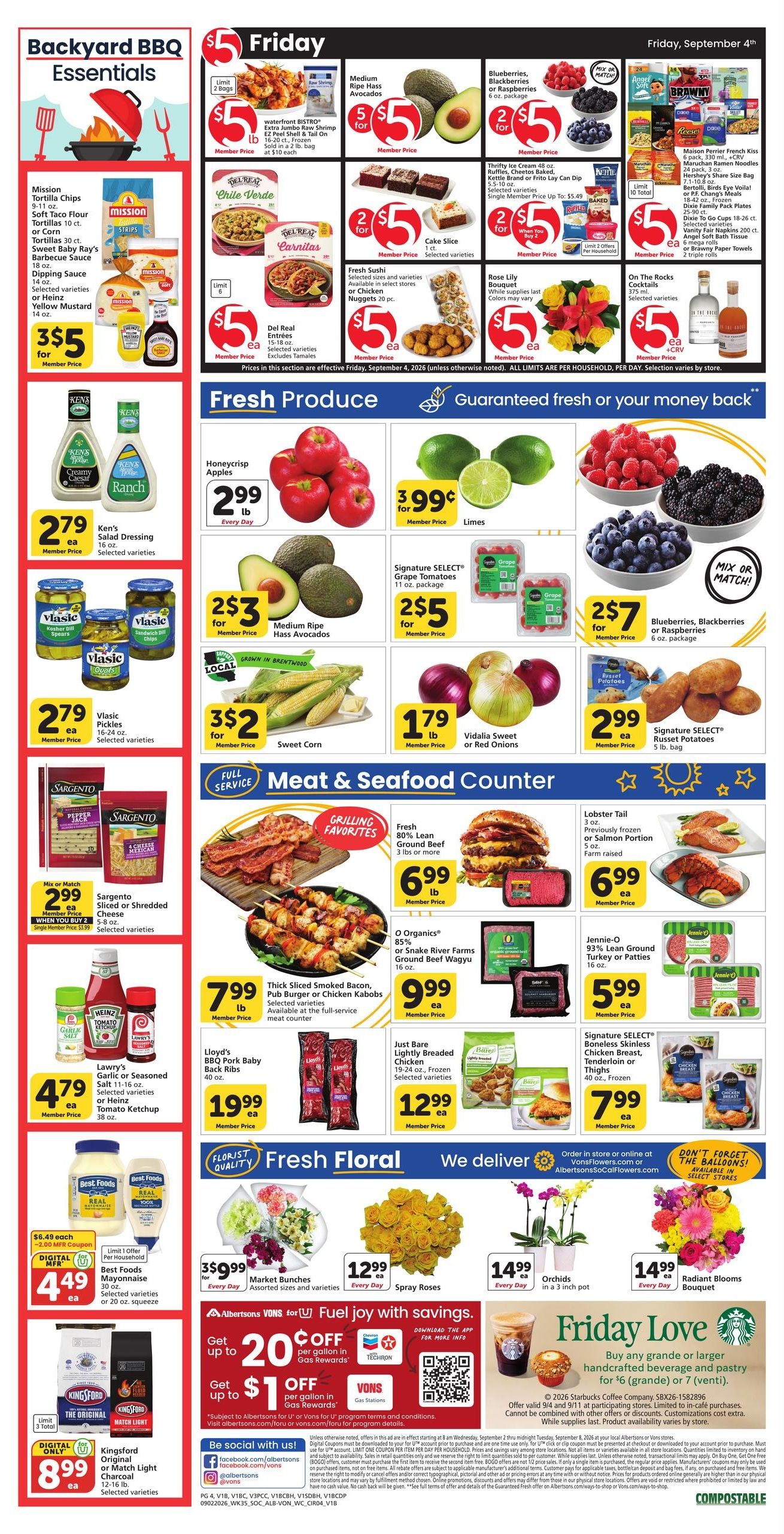 Vons (Alhambra Area, CA) Weekly Ad September 2 - 8, 2026