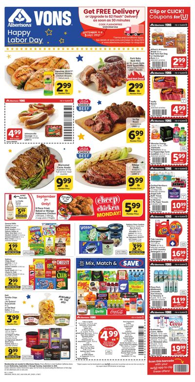 Vons (Hesperia Area, CA) Weekly Ad September 2 - 8, 2026