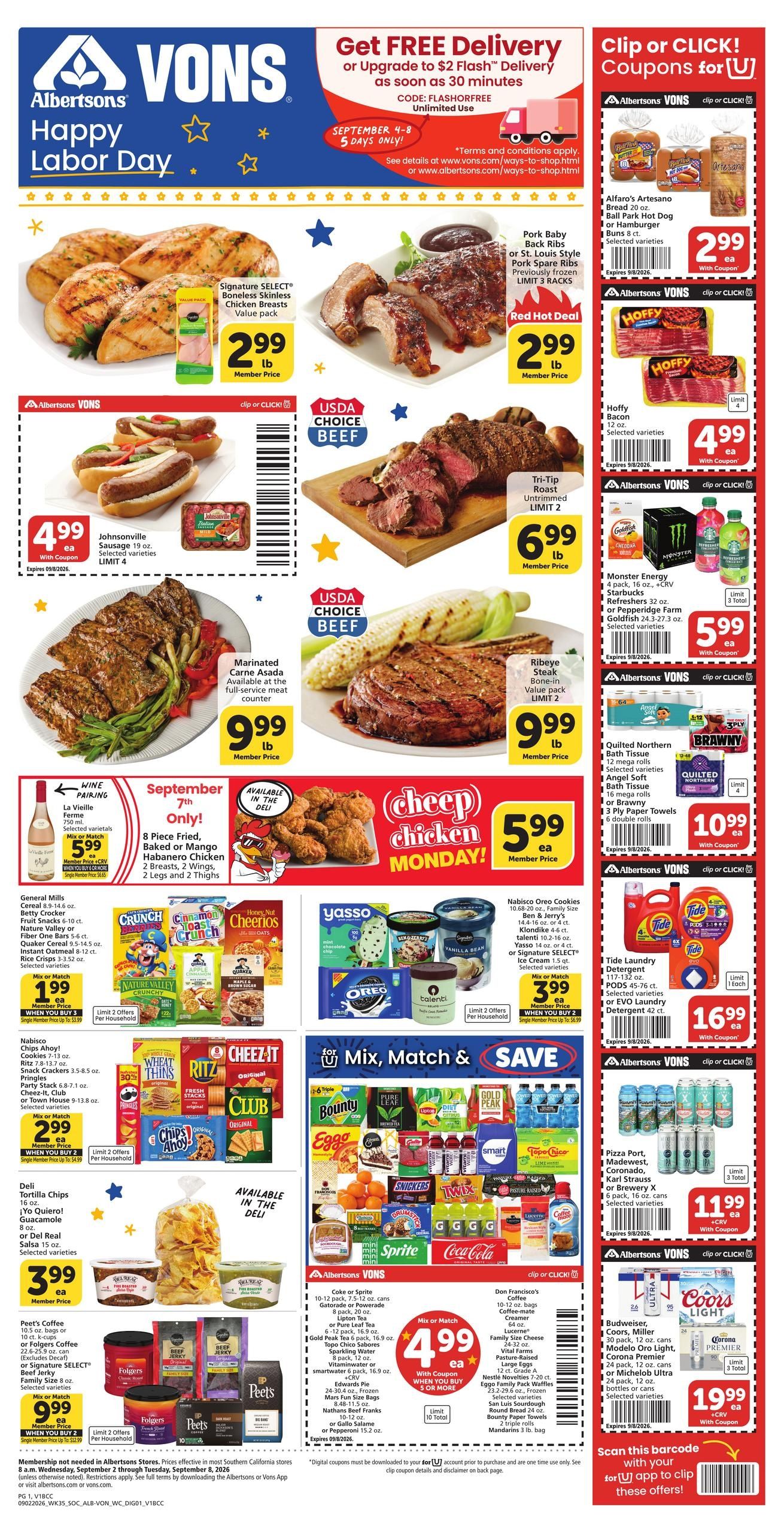 Vons (Hesperia Area, CA) Weekly Ad September 2 - 8, 2026