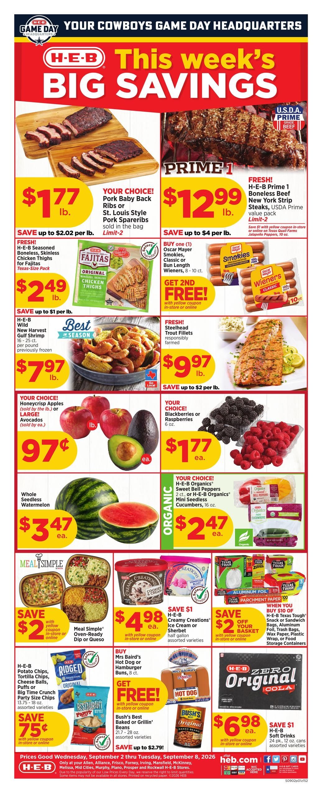 H-E-B (Allen Area, TX) Weekly Ad September 2 - 8, 2026