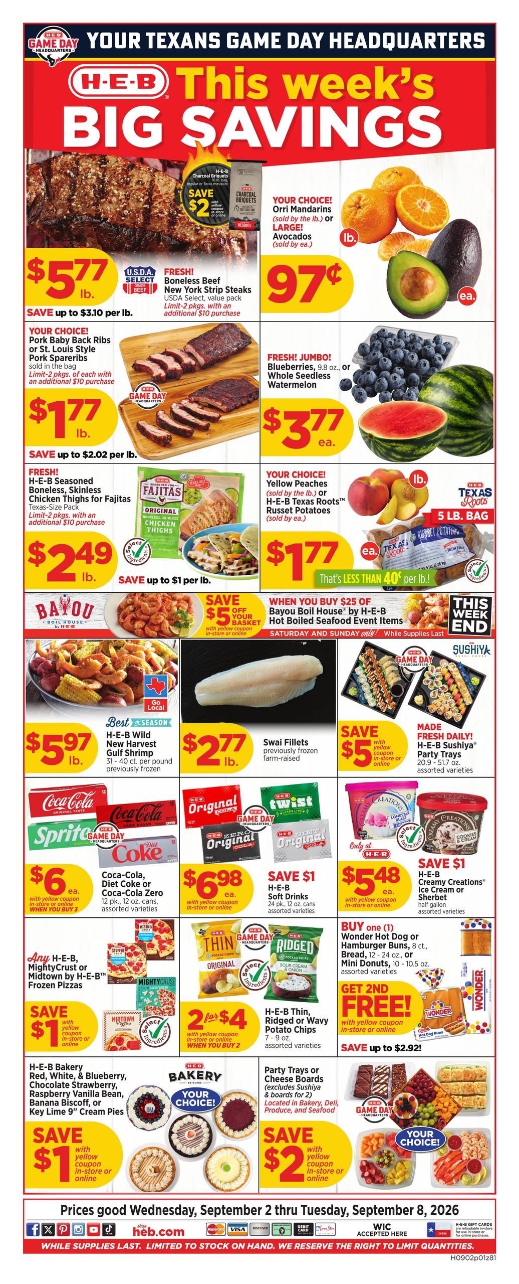 H-E-B (Beaumont-Vidor Area, TX) Weekly Ad September 2 - 8, 2026