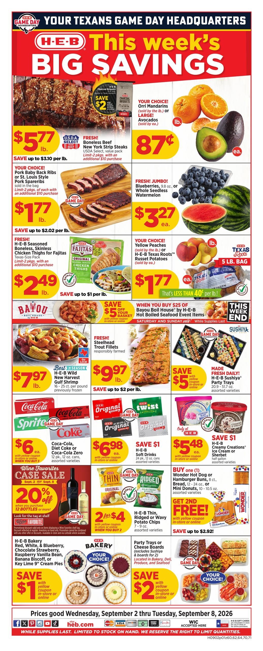 H-E-B (Bellaire Area, TX) Weekly Ad September 2 - 8, 2026