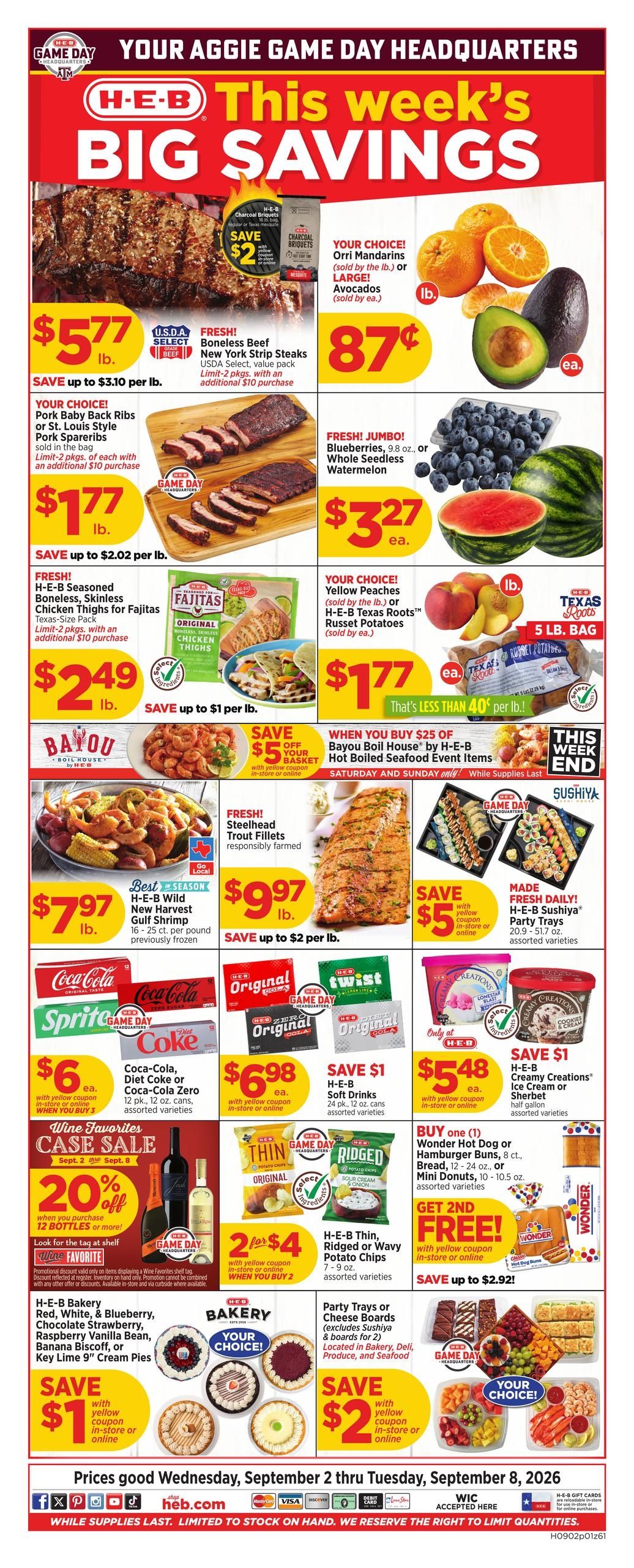 H-E-B (College Station Area, TX) Weekly Ad September 2 - 8, 2026