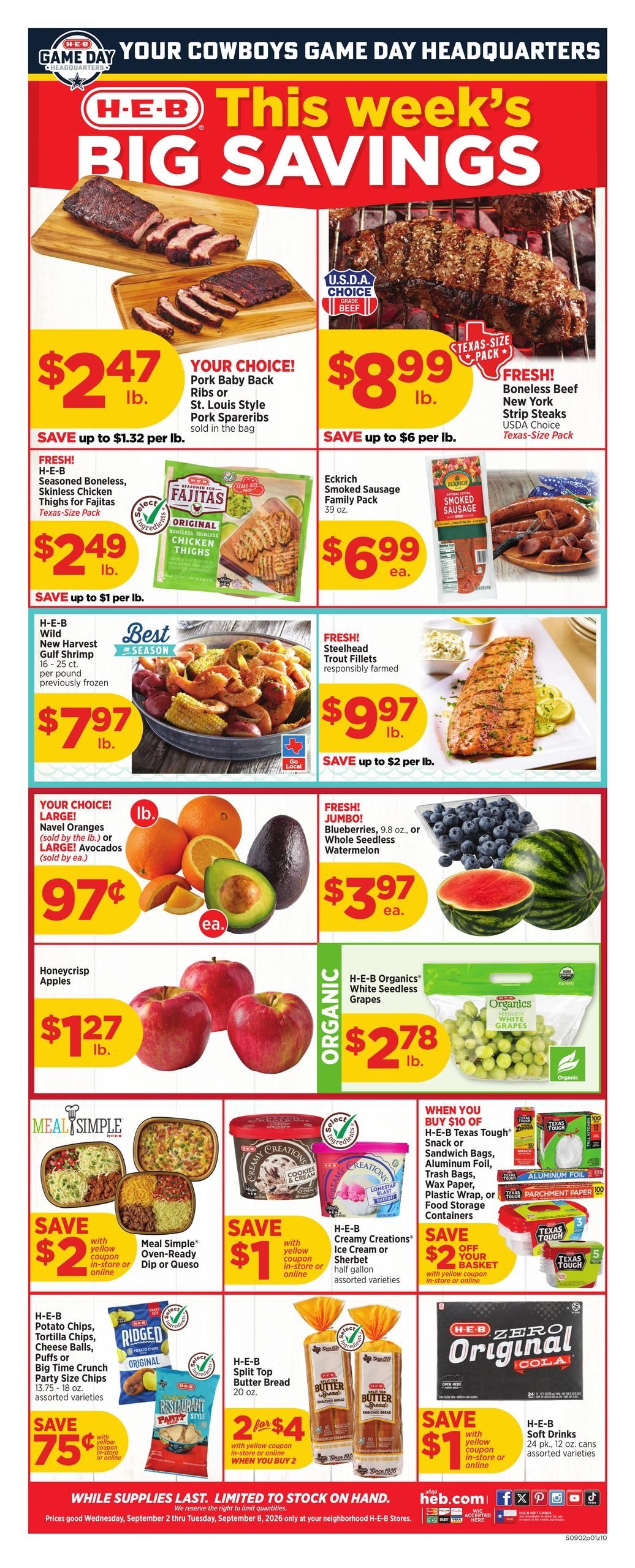H-E-B (Abbott Area, TX) Weekly Ad September 2 - 8, 2026