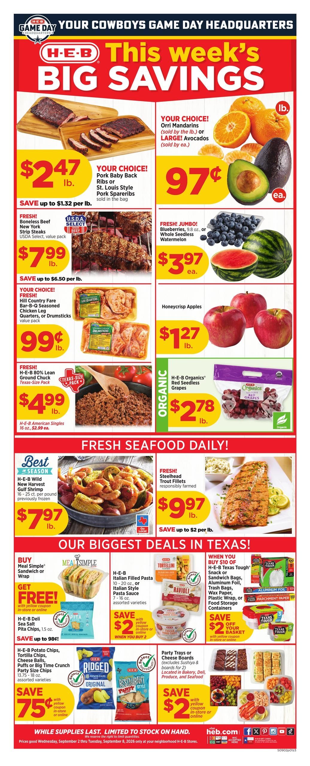 H-E-B (New Braunfels Area, TX) Weekly Ad September 2 - 8, 2026