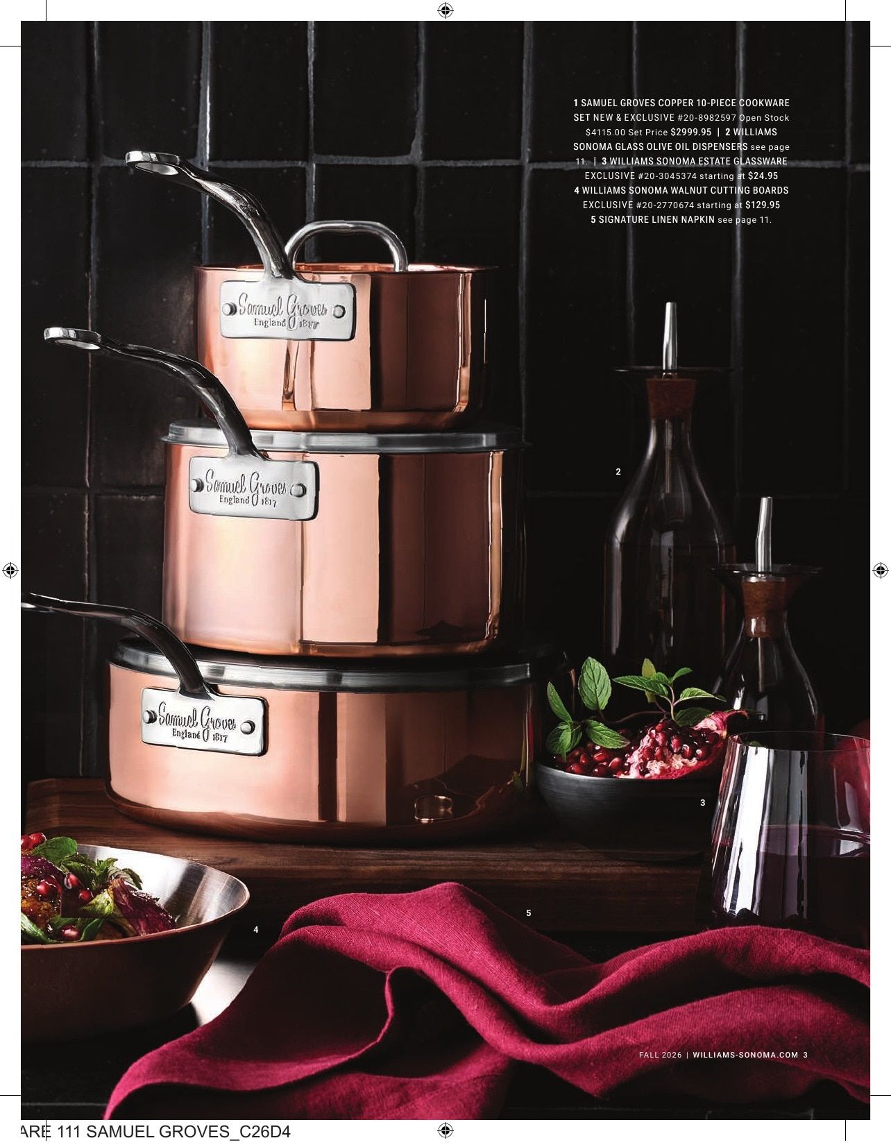 Williams Sonoma Fall Catalog Weekly Ad September 1 - November 30, 2026