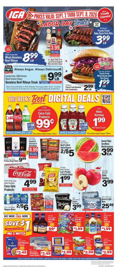 IGA (Burkesville Area, KY) Weekly Ad September 2 - 8, 2026