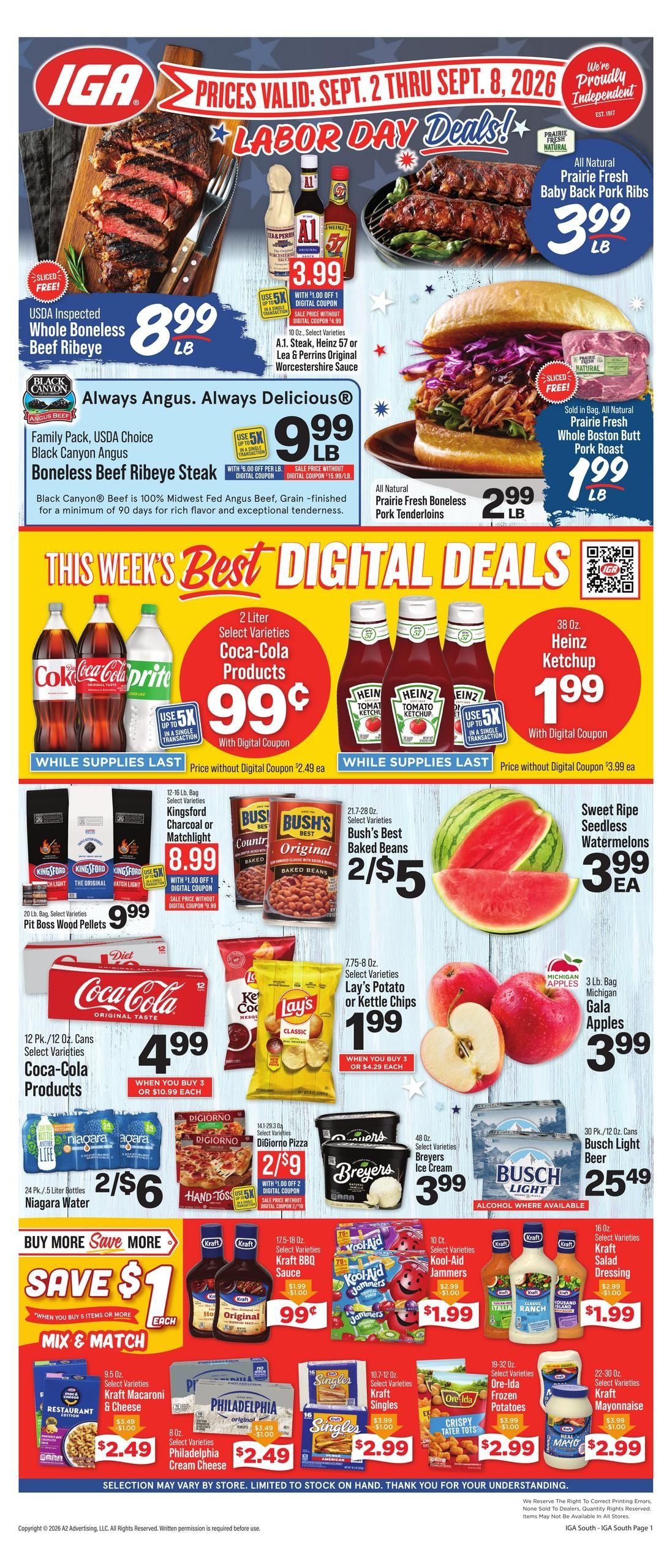 IGA (Burkesville Area, KY) Weekly Ad September 2 - 8, 2026