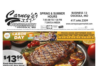 Carney's Supermarket Weekly Ad September 2 - 8, 2026