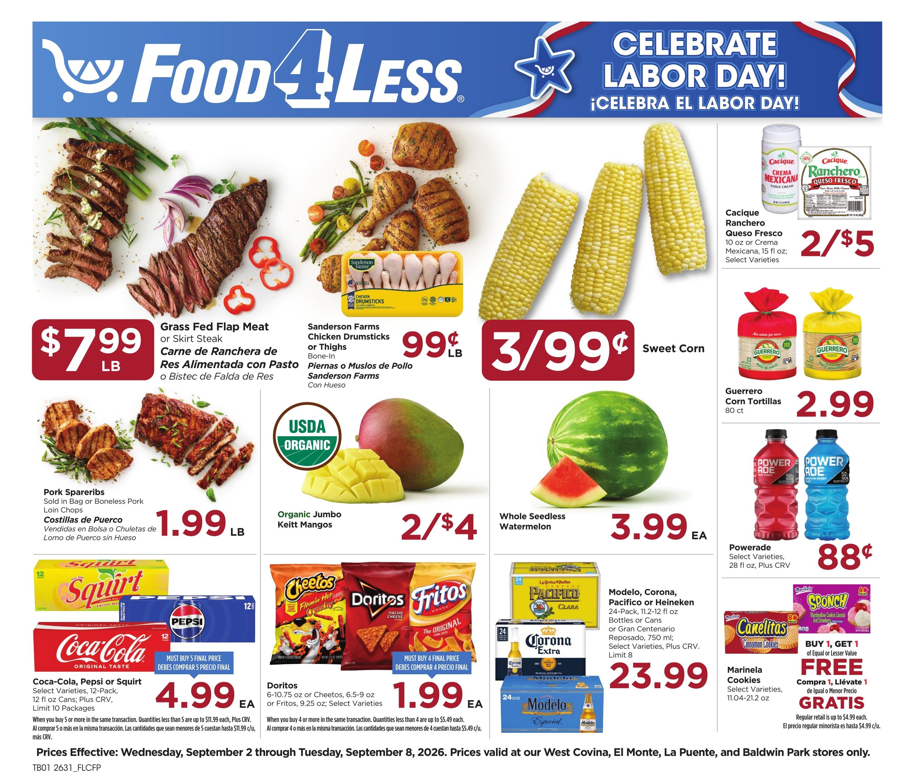 Food 4 Less (El Monte-West Covina Area, CA) California Weekly Ad September 2 - 8, 2026
