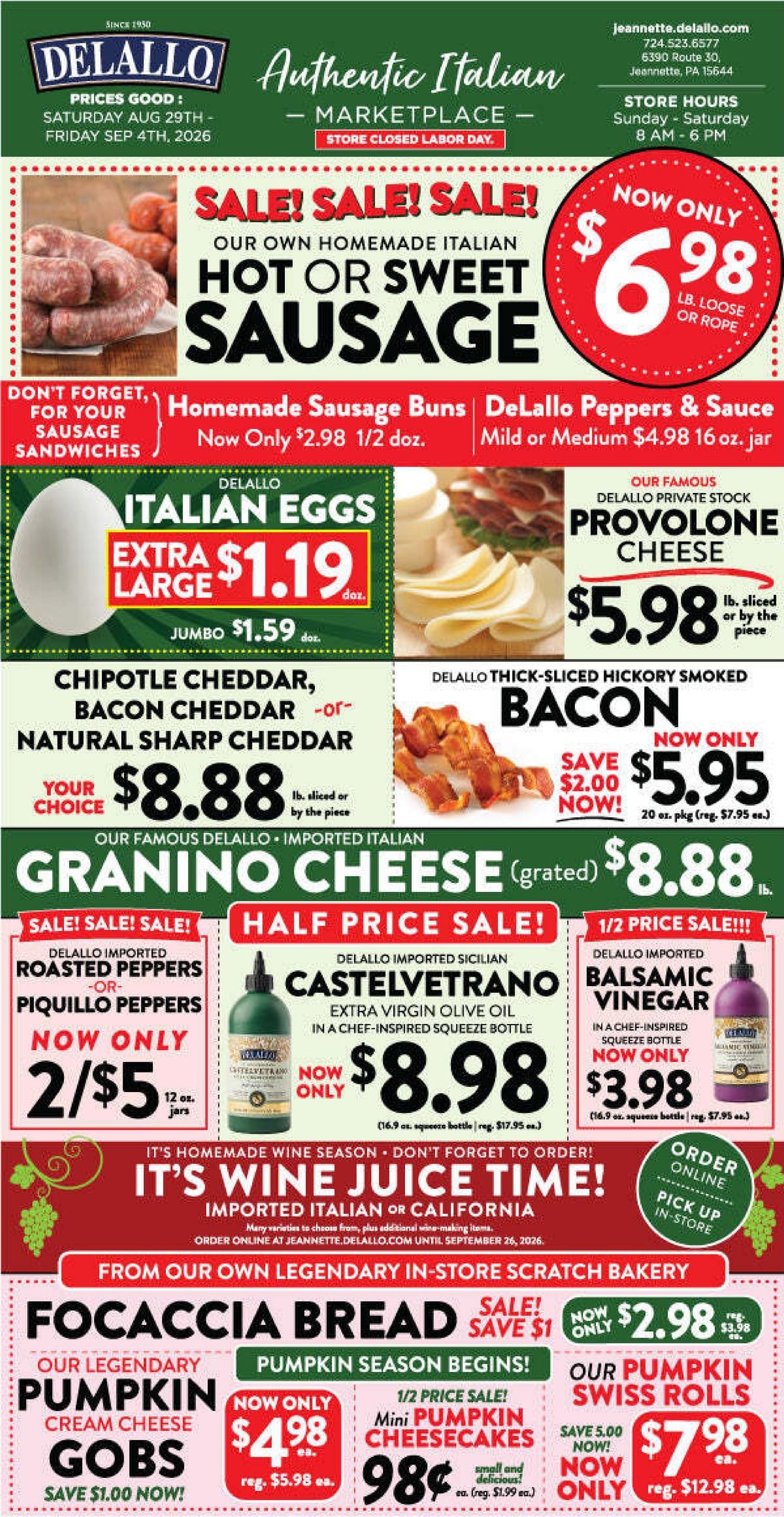 DeLallo Italian Marketplace Weekly Ad August 29 - September 4, 2026