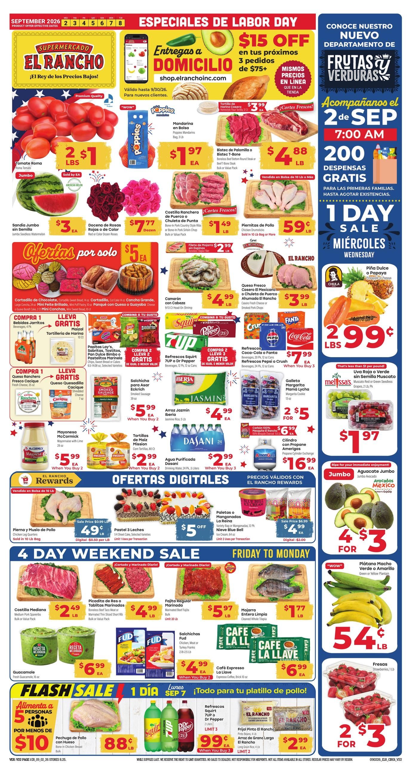 El Rancho Supermercado (Balch Springs Area, TX) Weekly Ad September 2 - 8, 2026