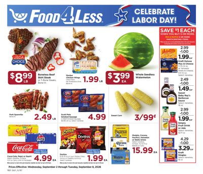 Food 4 Less (Lansing Area, IL) Chicago Weekly Ad September 2 - 8, 2026