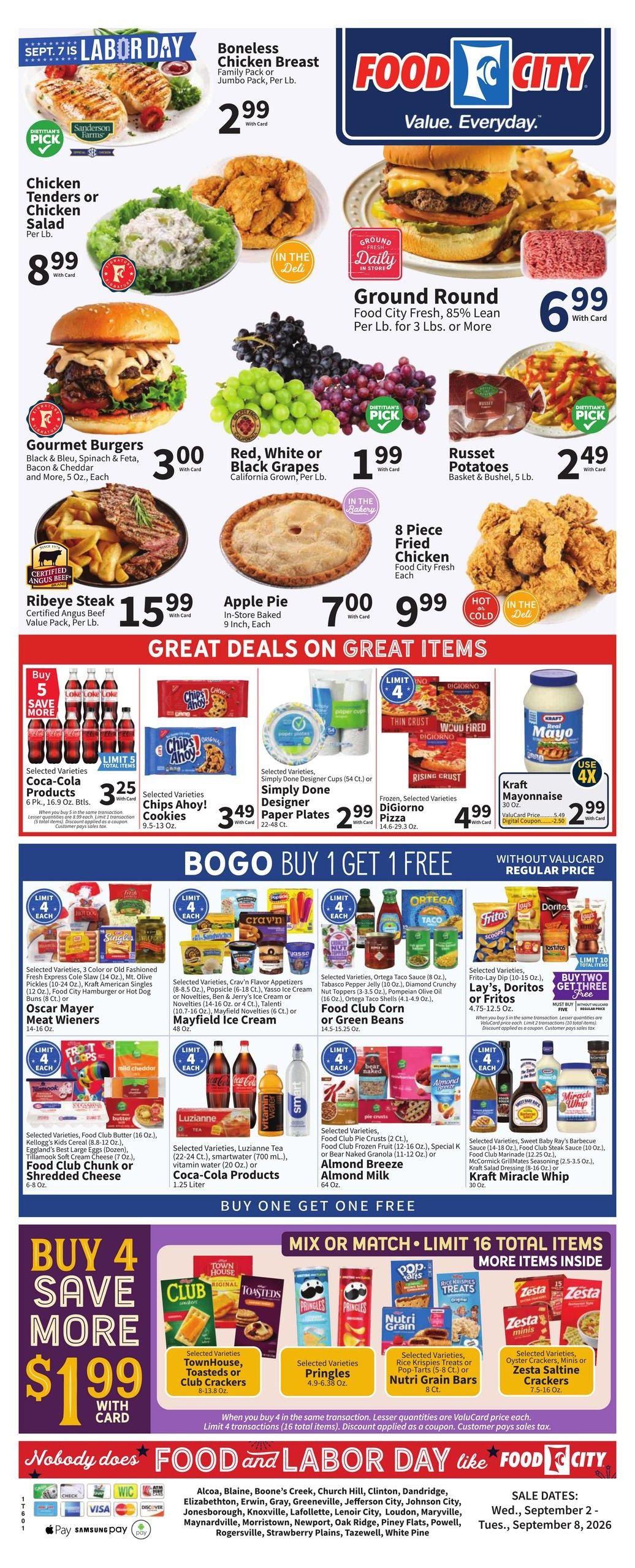 FoodCity (Knoxville-Rogersville Area, TN) Weekly Ad September 2 - 8, 2026