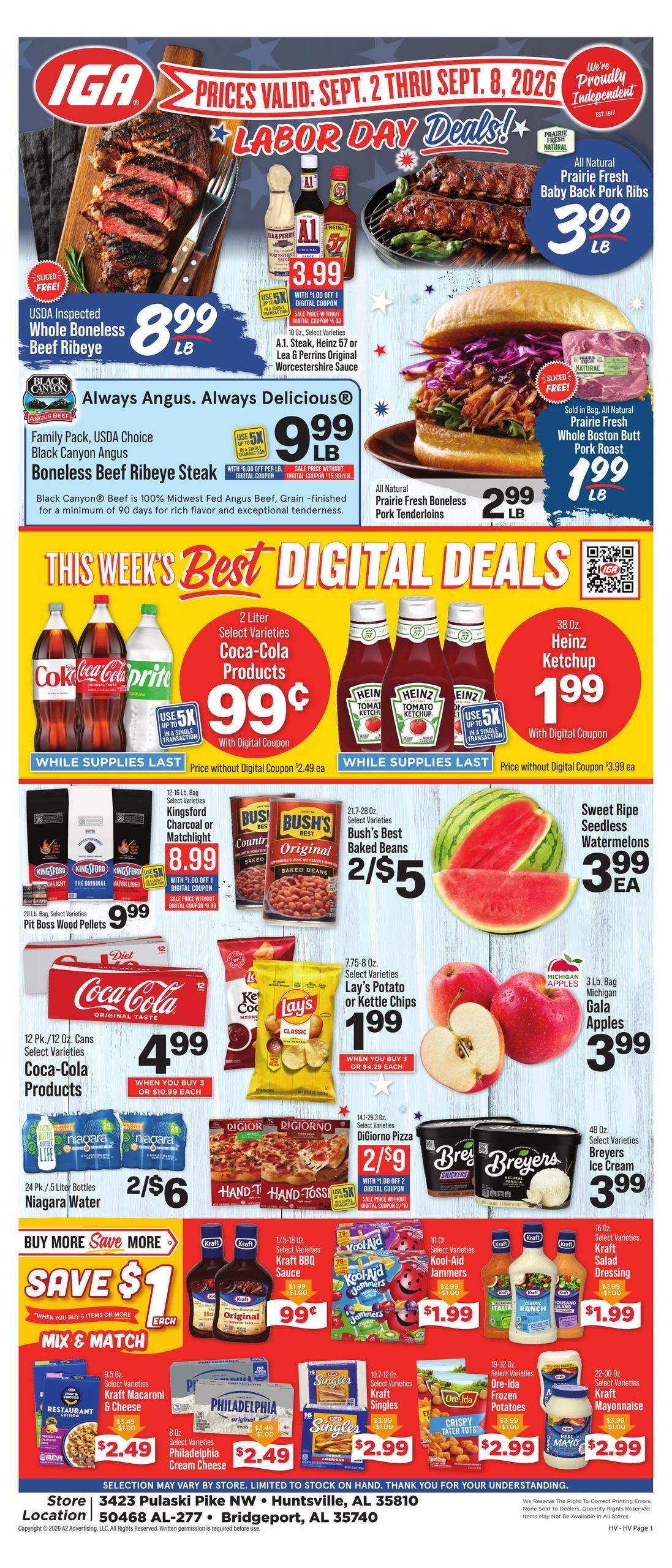 IGA (Harvest-Huntsville Area, AL) Weekly Ad September 2 - 8, 2026