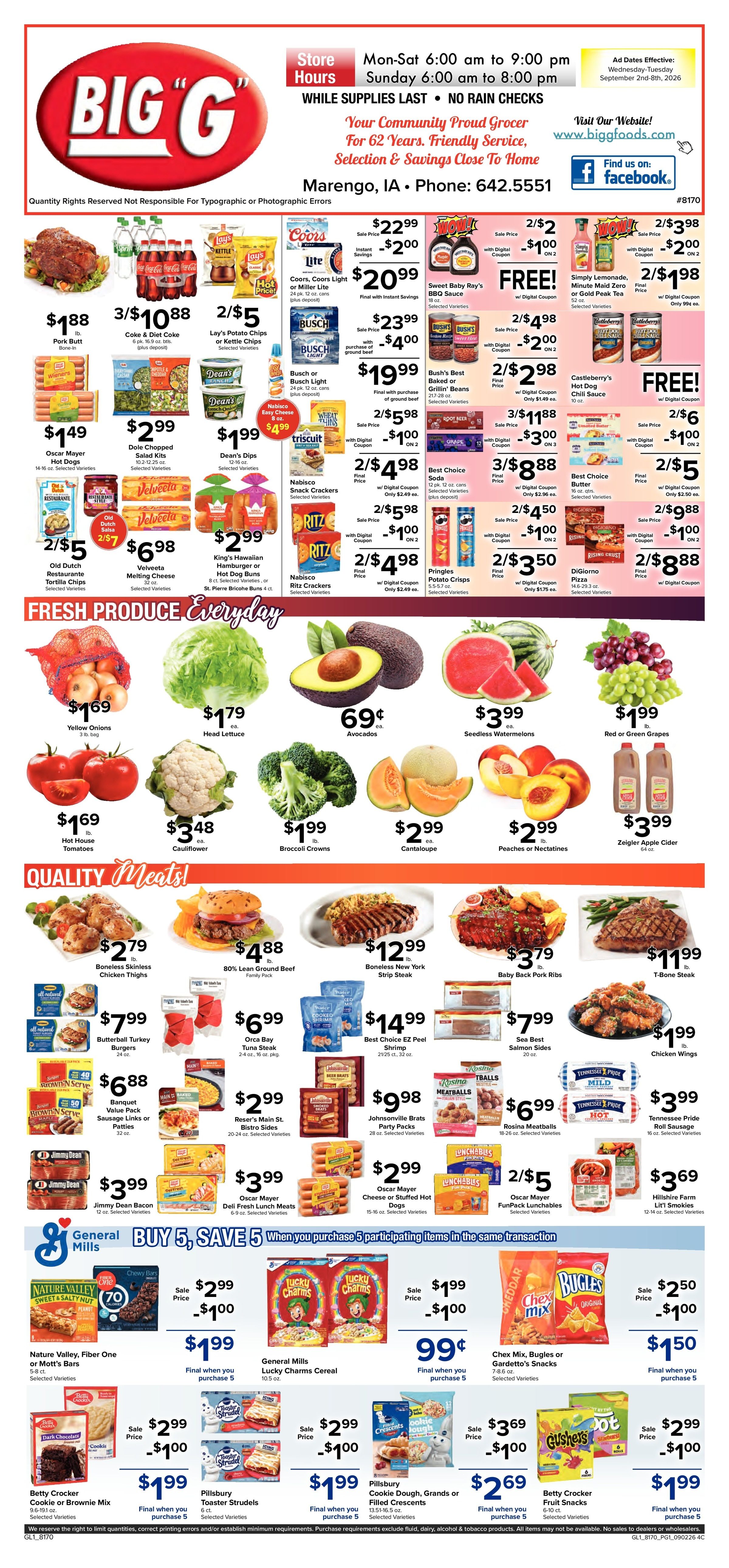 Big G Foods Great Deals This Week! Weekly Ad September 2 - 8, 2026