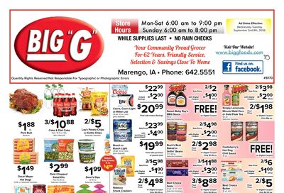 Big G Foods Great Deals This Week! Weekly Ad September 2 - 8, 2026