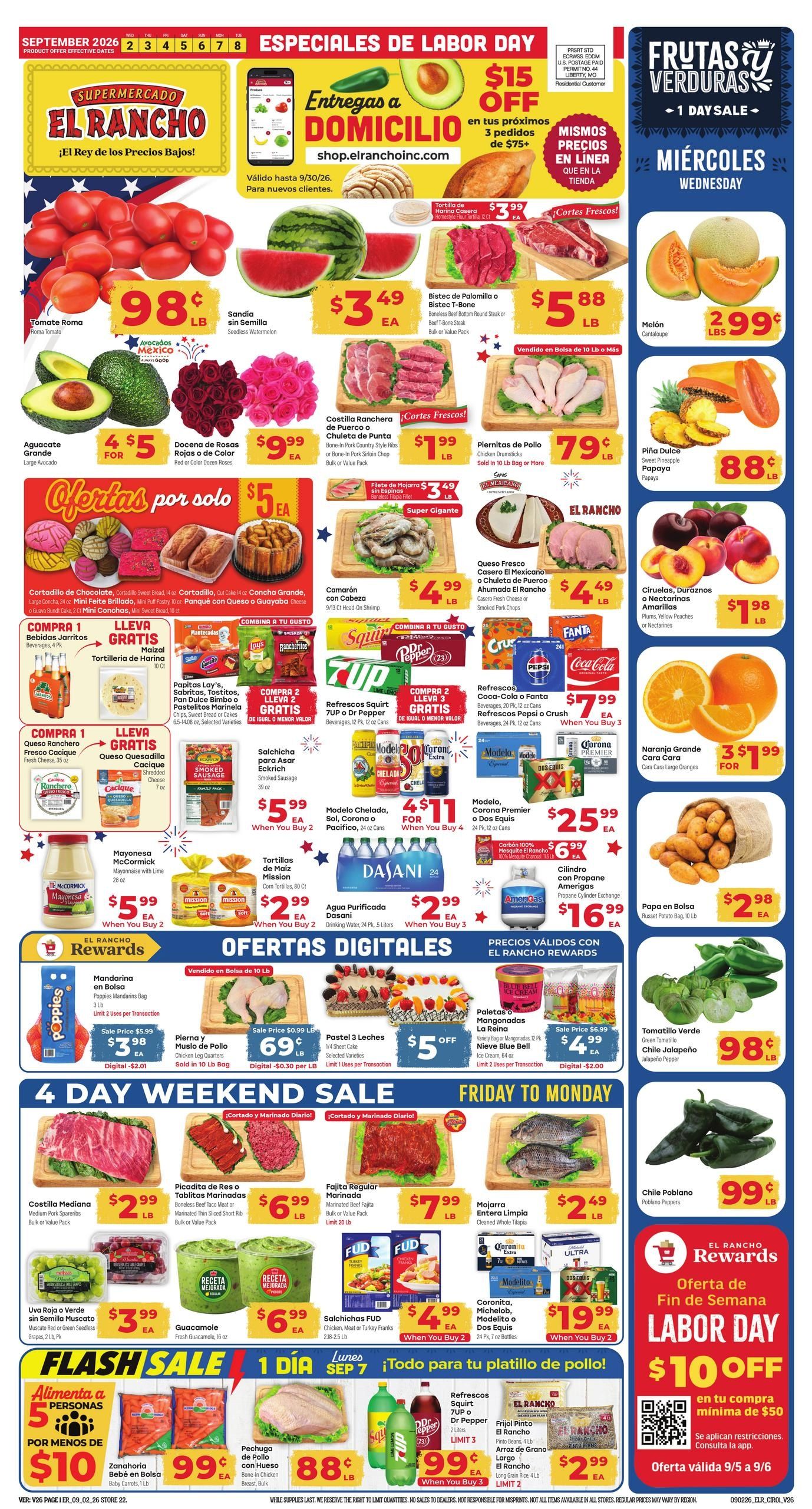 El Rancho Supermercado (Odessa Area, TX) Weekly Ad September 2 - 8, 2026