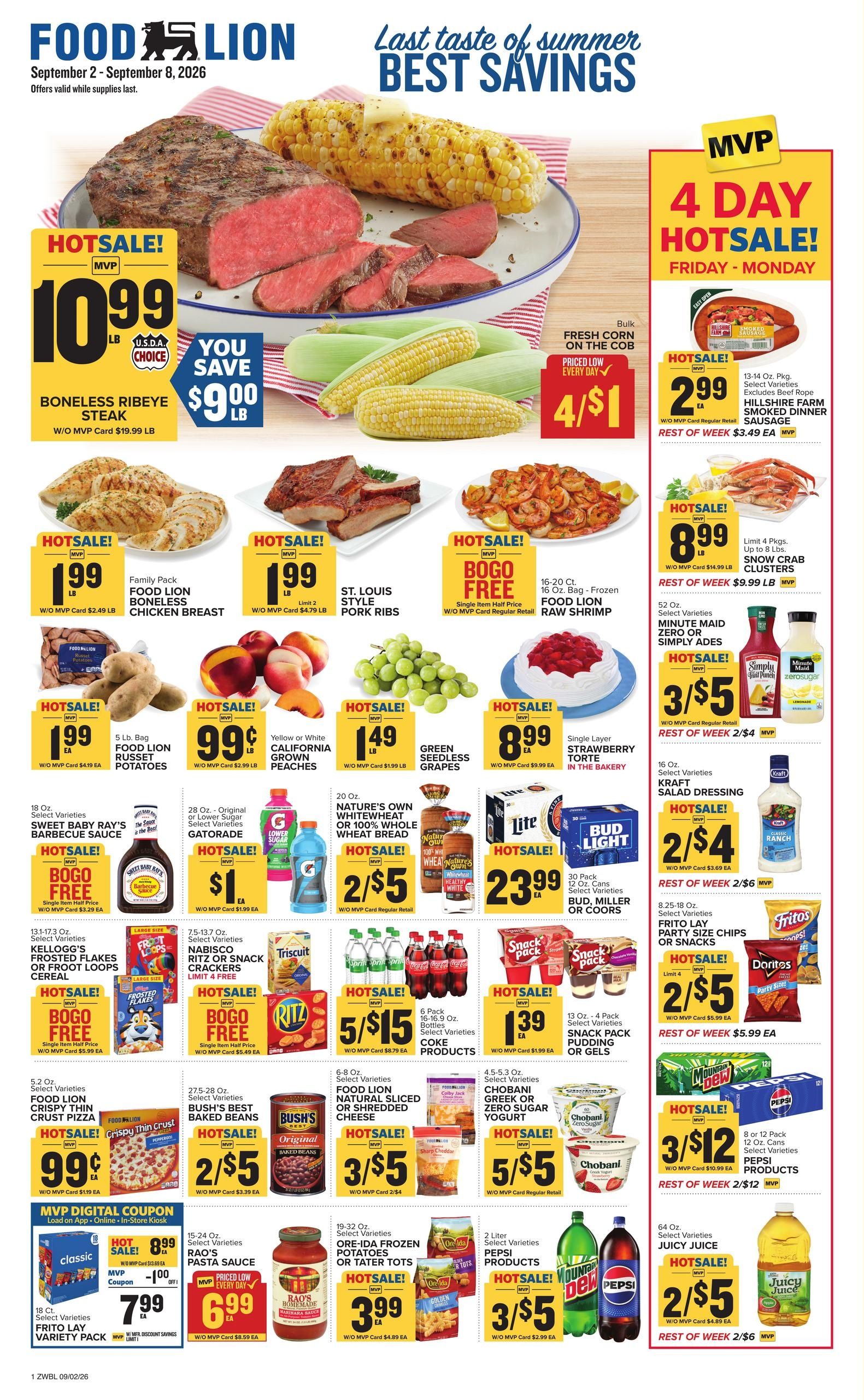 Food Lion (Cowen Area, WV) Weekly Ad September 2 - 8, 2026