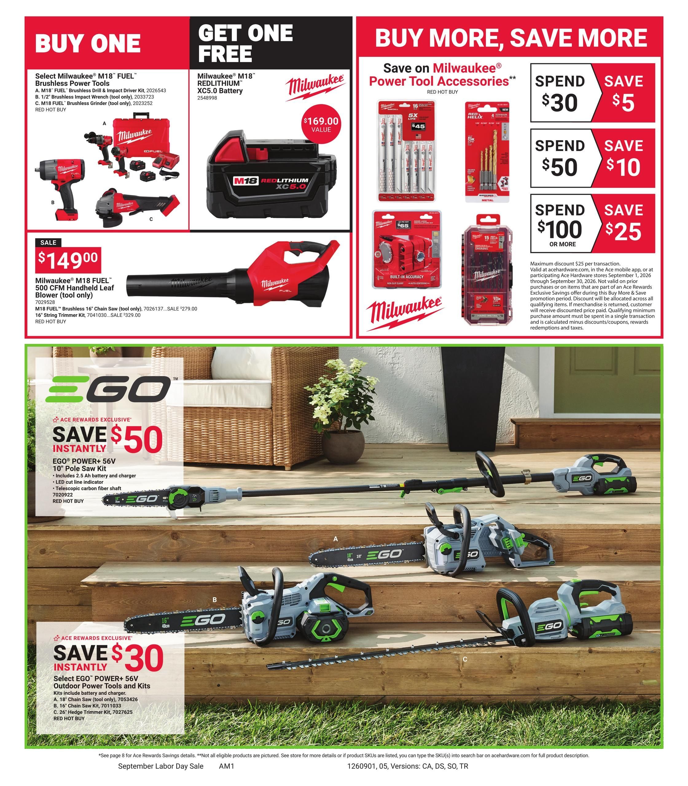Ace Hardware (Alhambra Area, CA) September Labor Day Weekly Ad September 1 - 14, 2026
