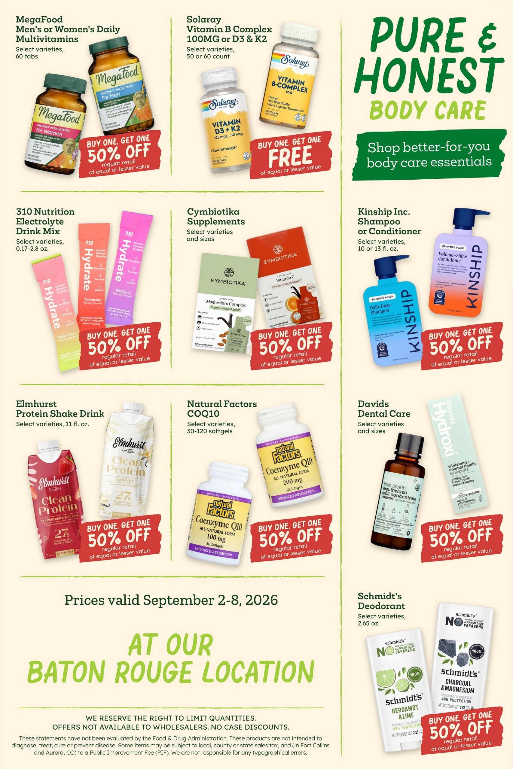 Sprouts Farmers Market (Baton Rouge Area, LA) Weekly Ad September 2 - 8, 2026