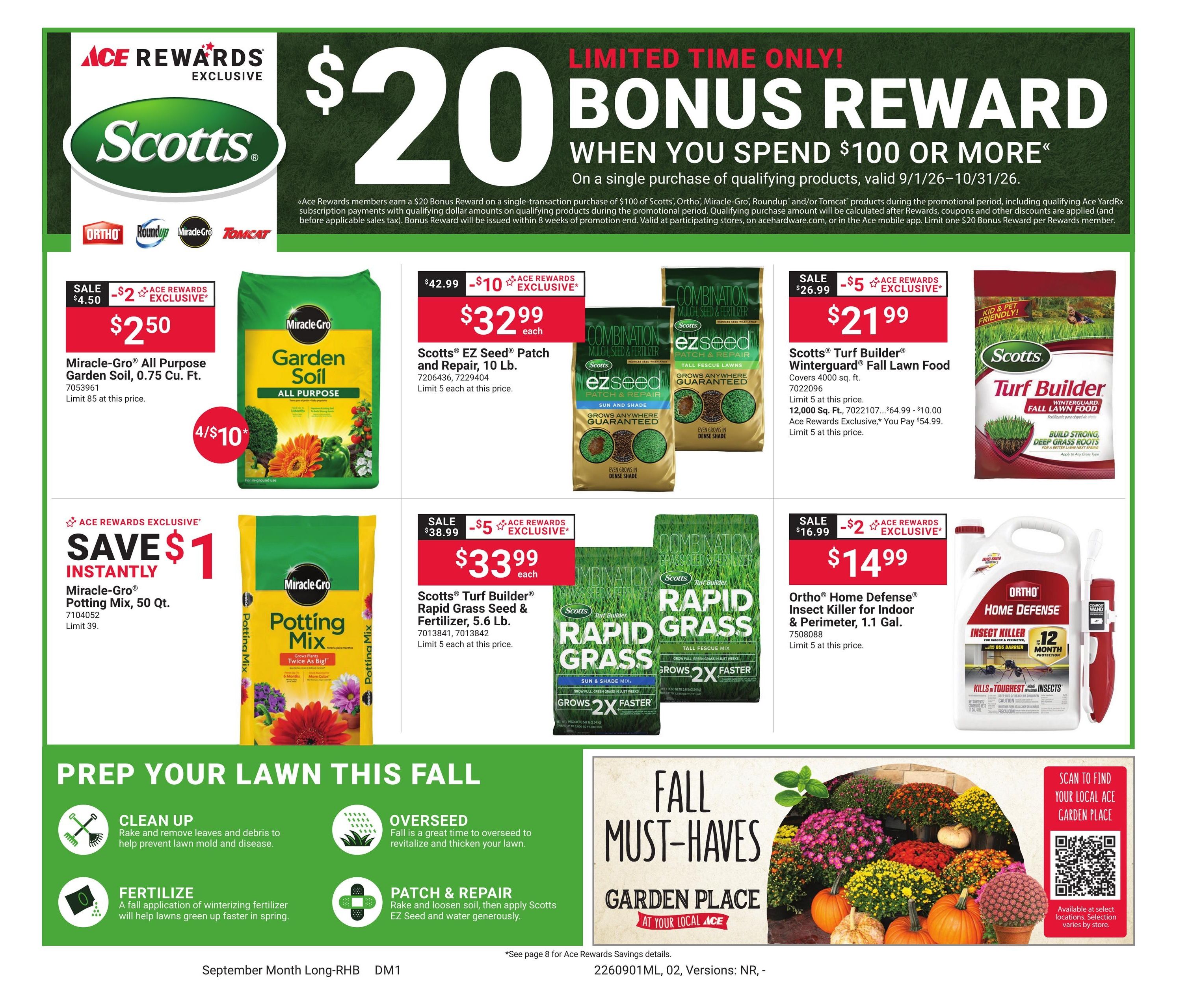 Ace Hardware (Dennehotso Area, AZ) Red Hot Buys Weekly Ad September 1 - 30, 2026