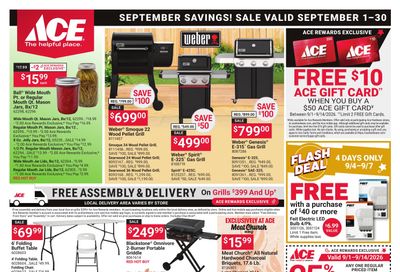 Ace Hardware (Iowa Area, LA) September Month Long Weekly Ad September 1 - 30, 2026