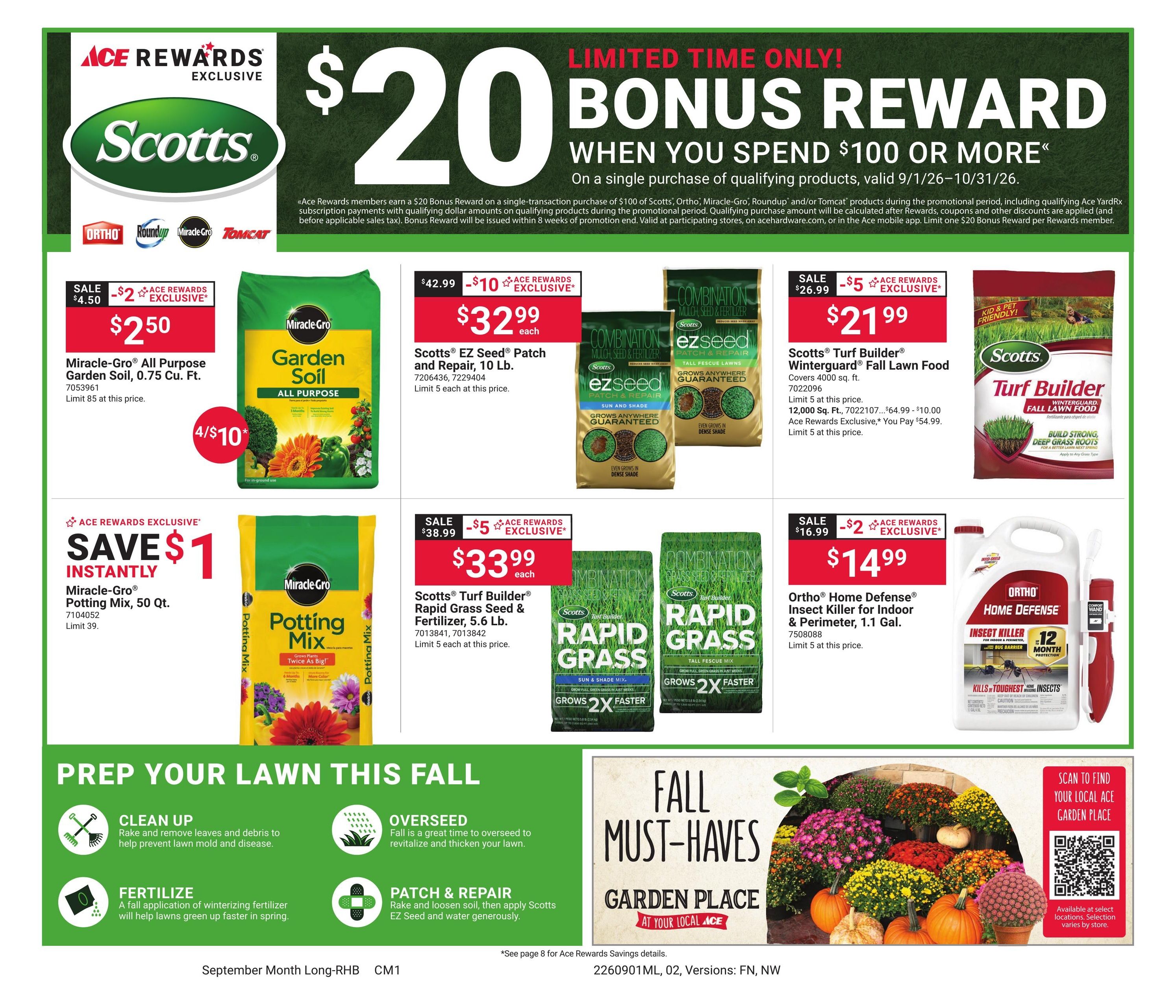 Ace Hardware (Bronson Area, IA) Red Hot Buys Weekly Ad September 1 - 30, 2026