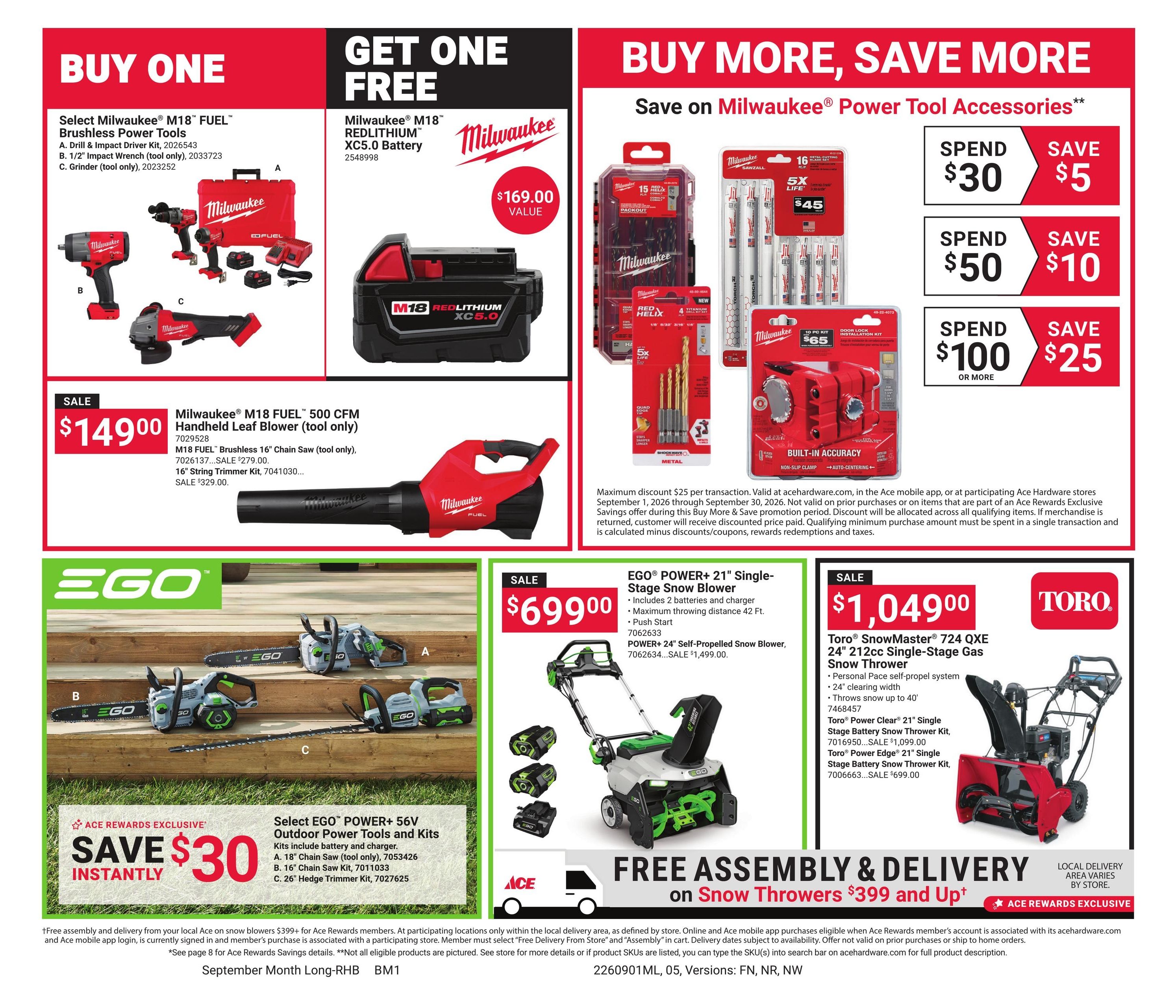 Ace Hardware (Bronson Area, IA) Red Hot Buys Weekly Ad September 1 - 30, 2026